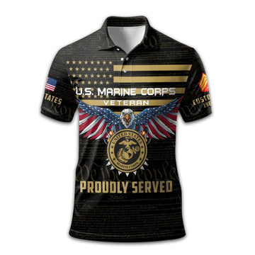 USMC Custom Polo Shirt VPVC209403, Gifts For Marine Veteran, Best Gifts On Father's Day, Armed Forces Day, Independence Day, Veterans Day.