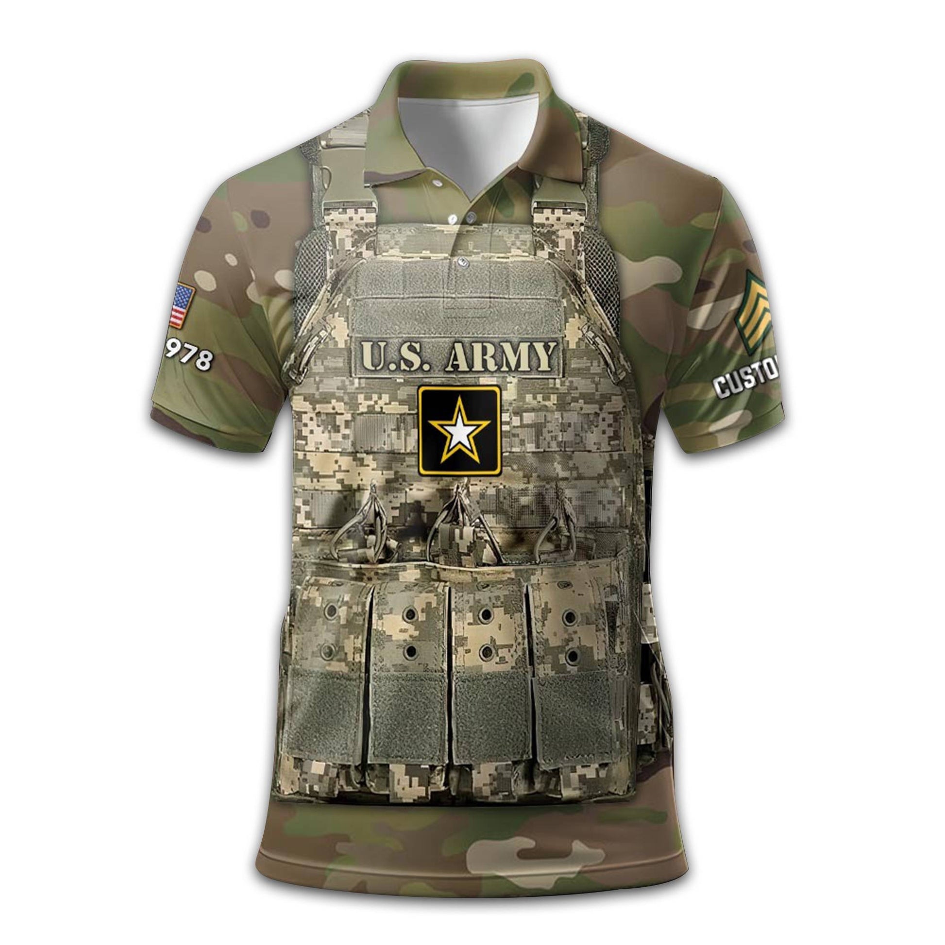 US Army Custom Polo Shirt VPVC210201, Gifts For Army Veteran, Best Gifts On Father's Day, Armed Forces Day, Independence Day, Veterans Day.