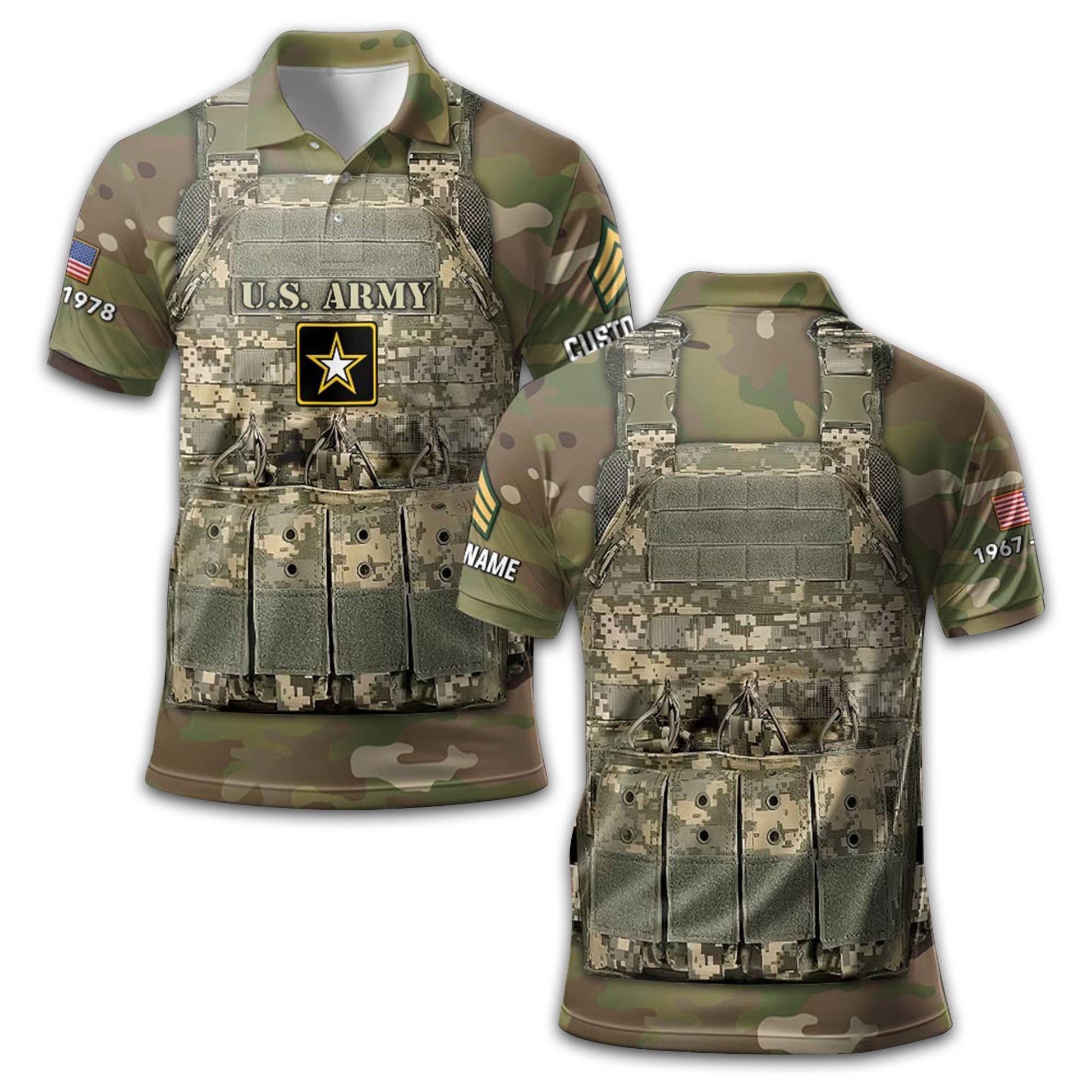 US Army Custom Polo Shirt VPVC210201, Gifts For Army Veteran, Best Gifts On Father's Day, Armed Forces Day, Independence Day, Veterans Day.