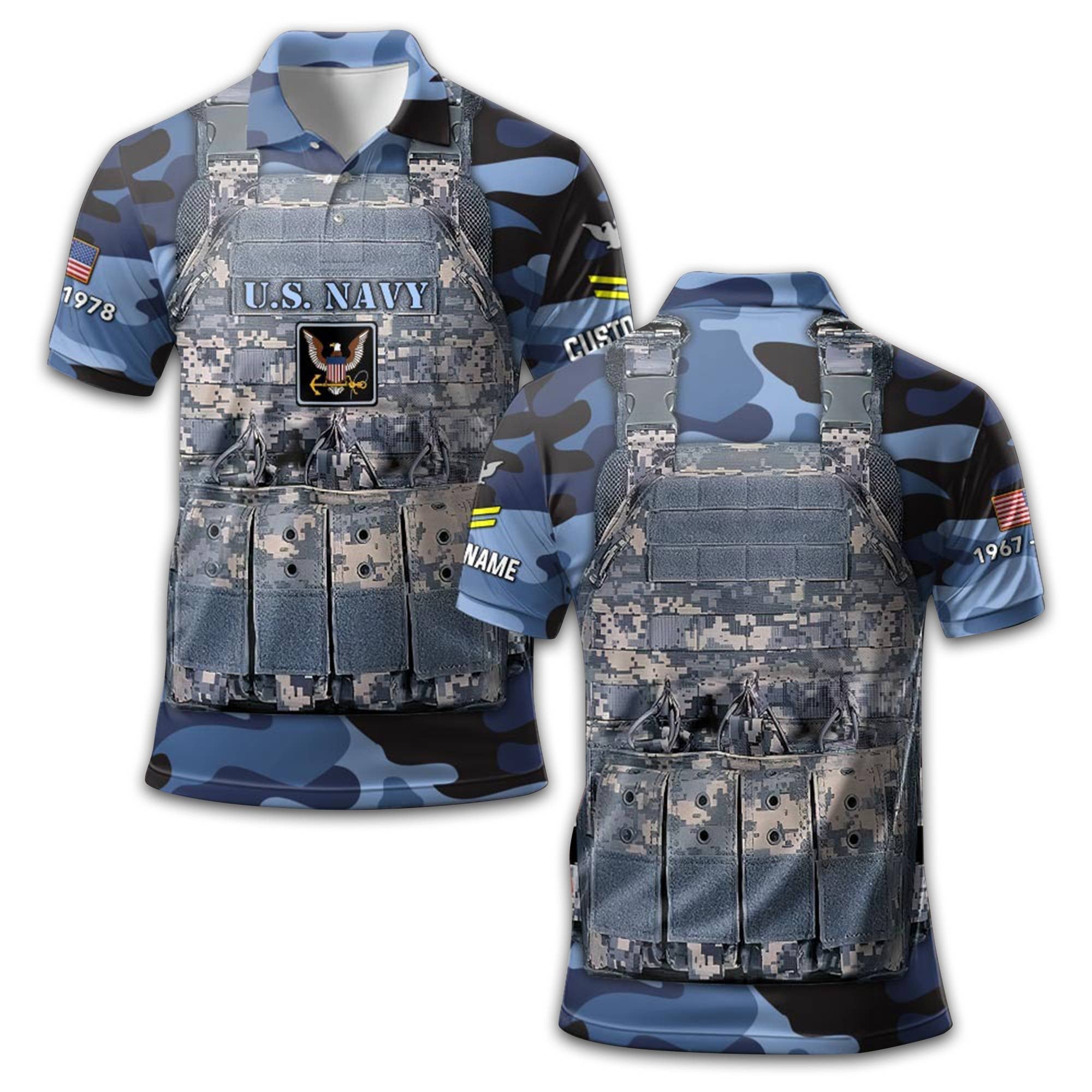US Navy Custom Polo Shirt VPVC210202, Gifts For Navy Veteran, Best Gifts On Father's Day, Armed Forces Day, Independence Day, Veterans Day.