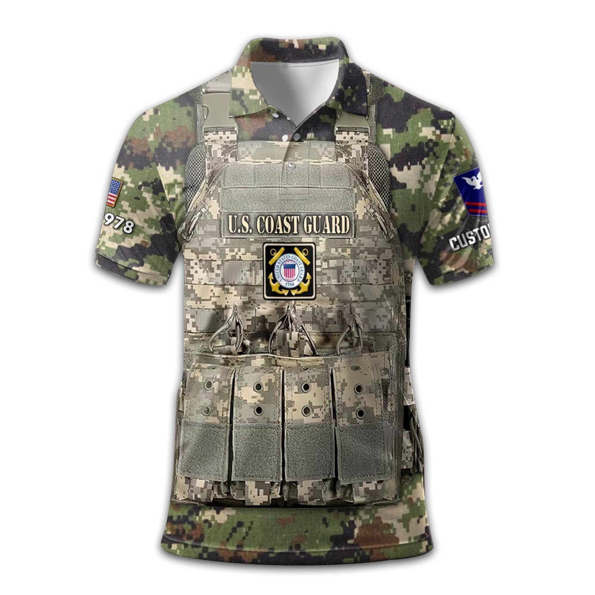 USCG Custom Polo Shirt VPVC210205, Gifts For Coast Guard Veteran, Best Gifts On Father's Day, Armed Forces Day, Independence Day, Veterans Day.