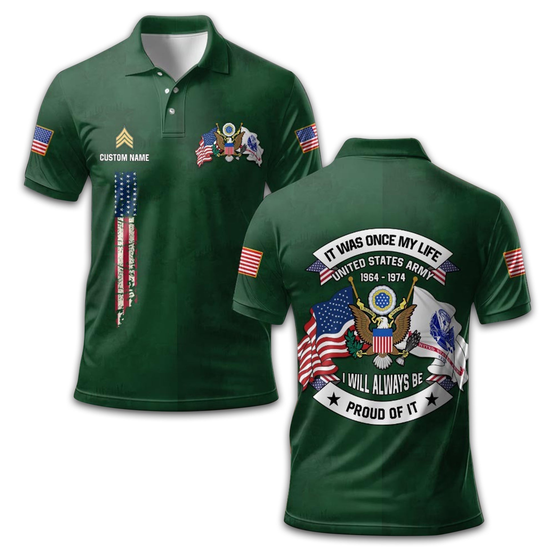 US Army Custom Polo Shirt VPVC210701, Gifts For Army Veteran, Best Gifts On Father's Day, Armed Forces Day, Independence Day, Veterans Day.