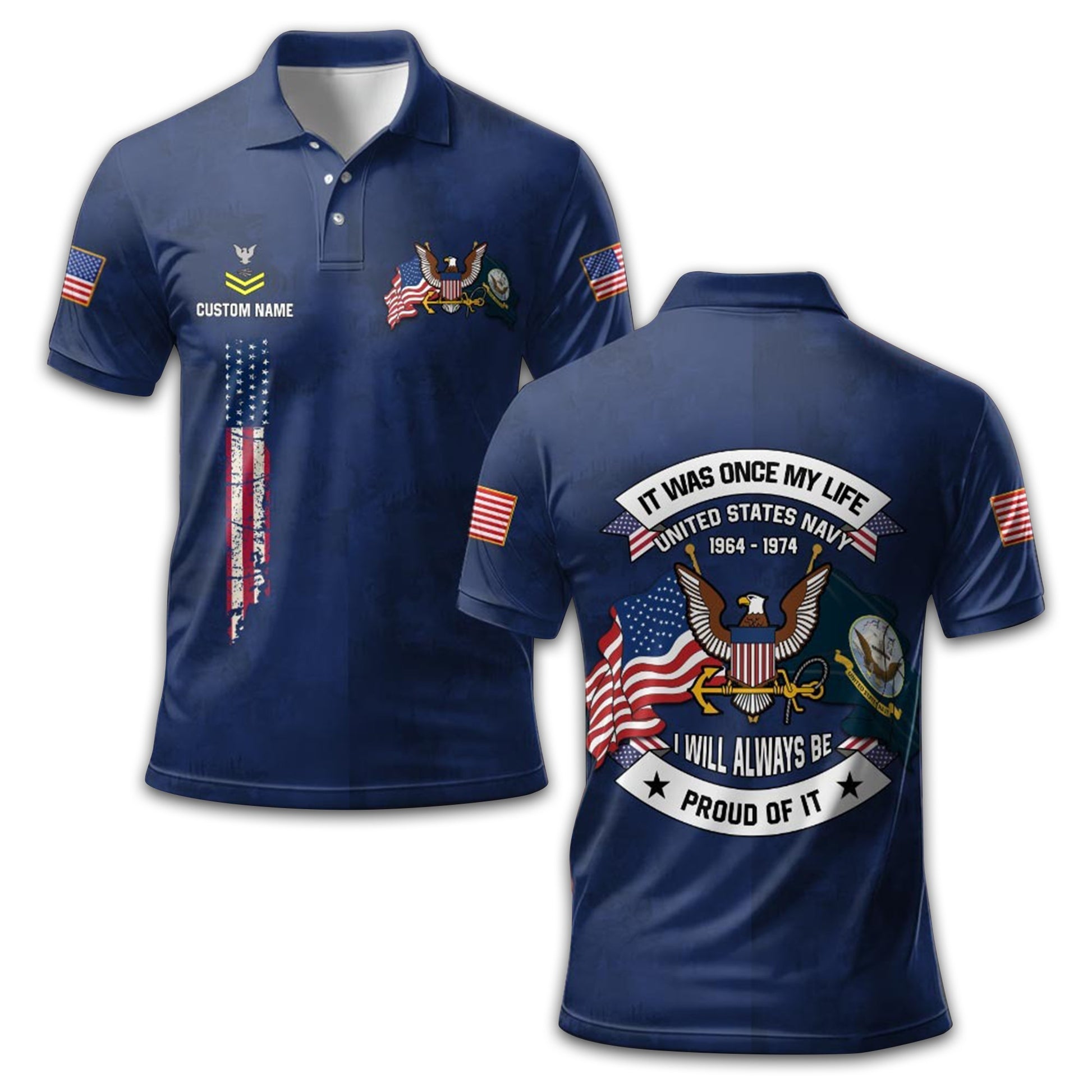 US Navy Custom Polo Shirt VPVC210702, Gifts For Navy Veteran, Best Gifts On Father's Day, Armed Forces Day, Independence Day, Veterans Day.