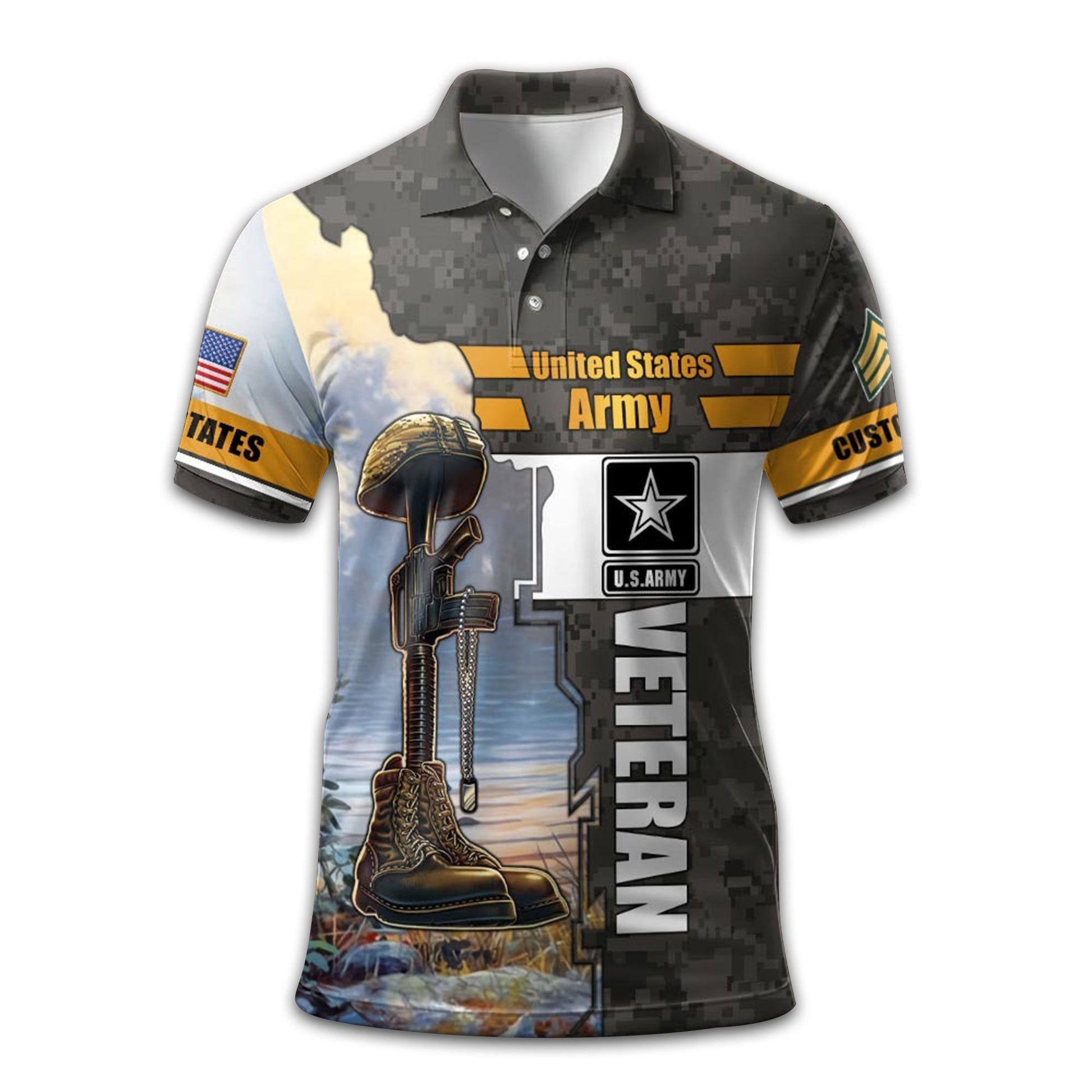 US Army Custom Polo Shirt VPVC210901, Gifts For Army Veteran, Best Gifts On Father's Day, Armed Forces Day, Independence Day, Veterans Day.