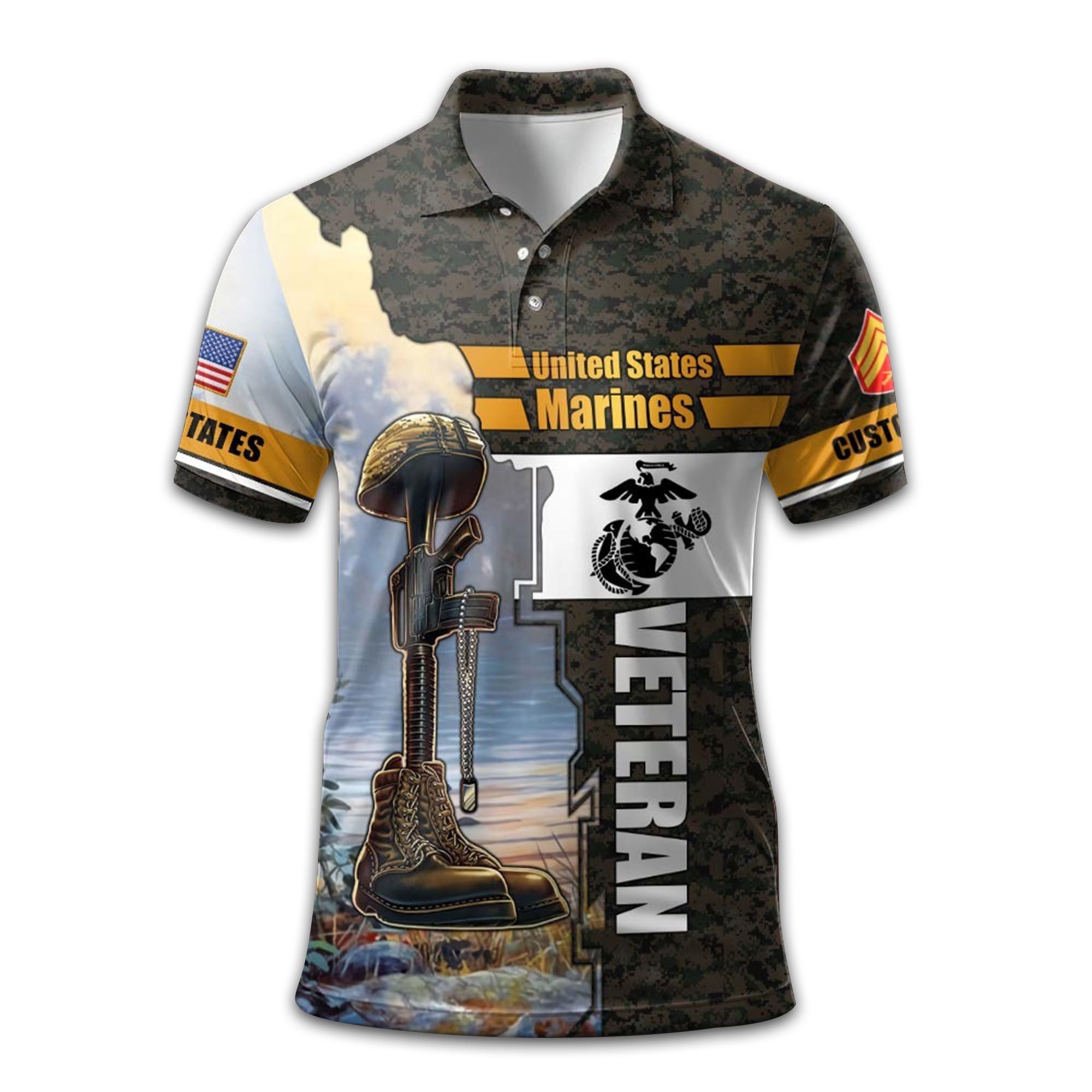 USMC Custom Polo Shirt VPVC210903, Gifts For Marine Veteran, Best Gifts On Father's Day, Armed Forces Day, Independence Day, Veterans Day.