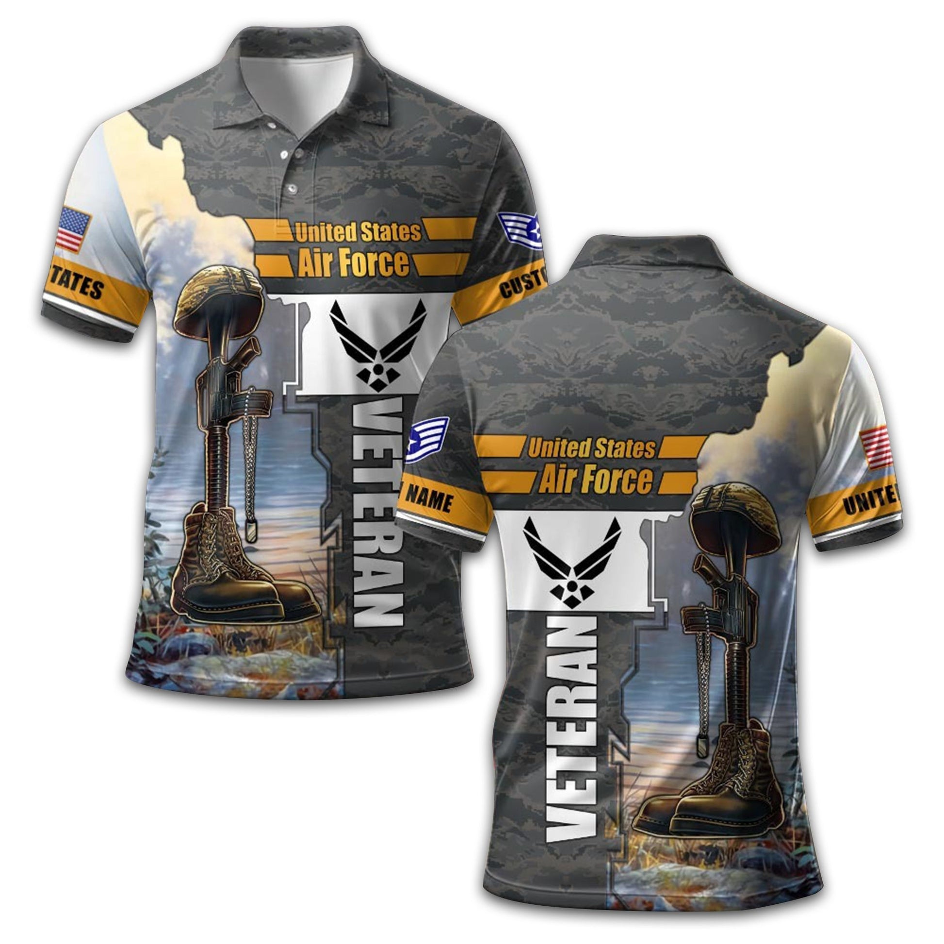 USAF Custom Polo Shirt VPVC210904, Gifts For Air Force Veteran, Best Gifts On Father's Day, Armed Forces Day, Independence Day, Veterans Day.