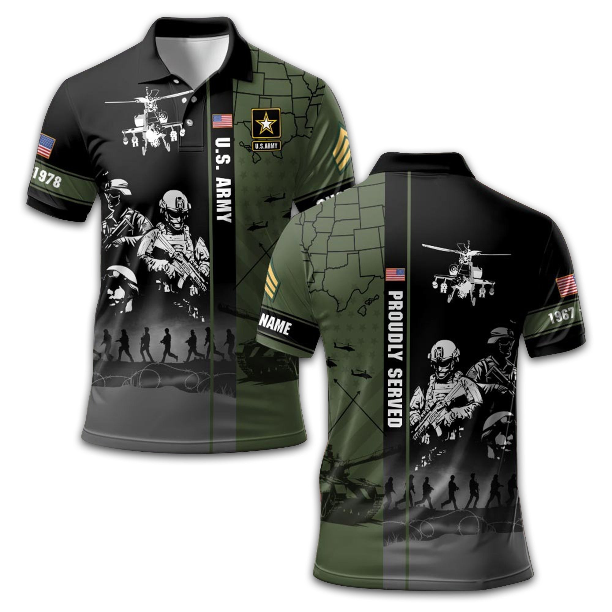 US Army Custom Polo Shirt VPVC211201, Gifts For Army Veteran, Best Gifts On Father's Day, Armed Forces Day, Independence Day, Veterans Day.
