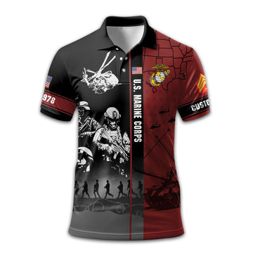 USMC Custom Polo Shirt VPVC211203, Gifts For Marine Veteran, Best Gifts On Father's Day, Armed Forces Day, Independence Day, Veterans Day.