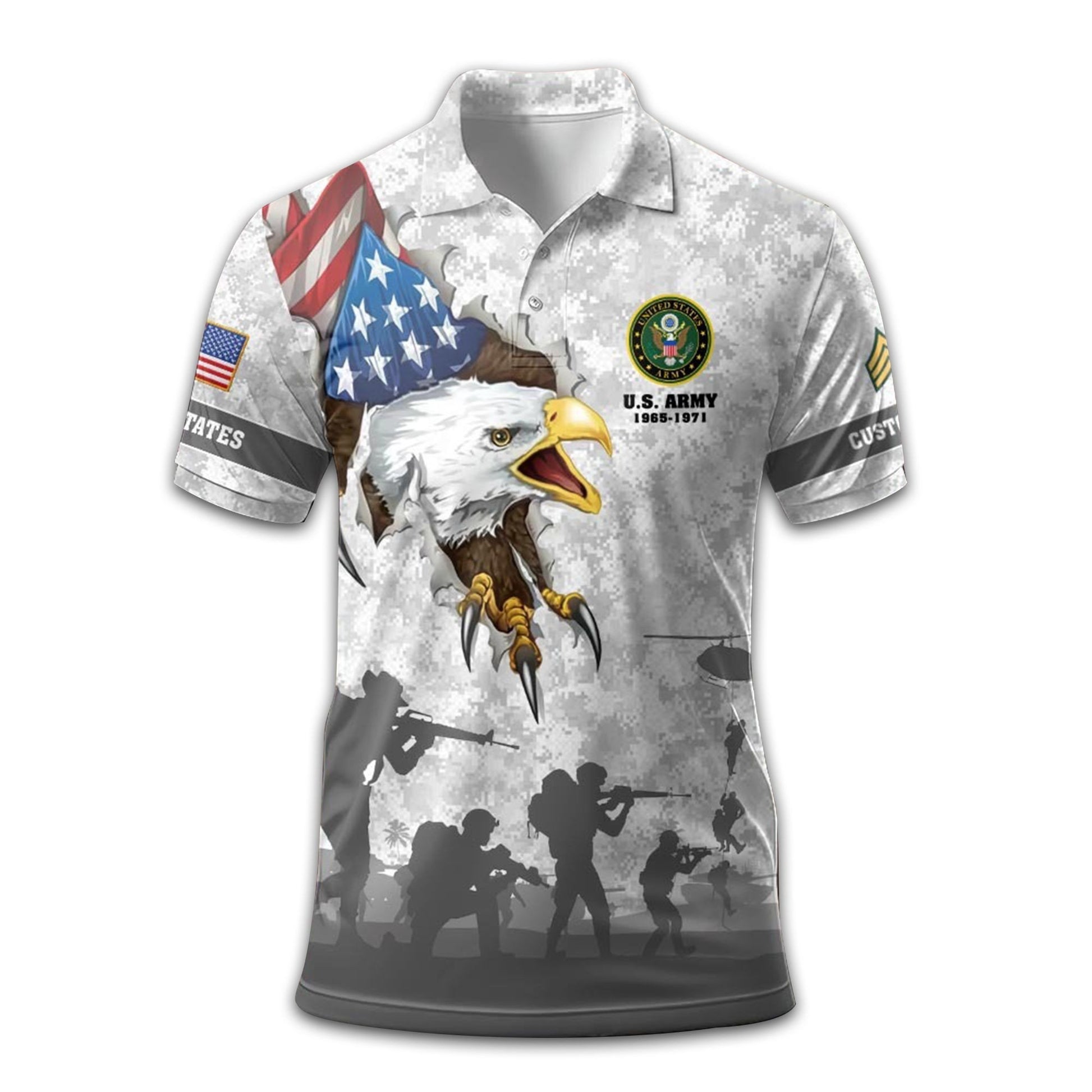 US Army Custom Polo Shirt VPVC211006, Gifts For Army Veteran, Best Gifts On Father's Day, Armed Forces Day, Independence Day, Veterans Day.