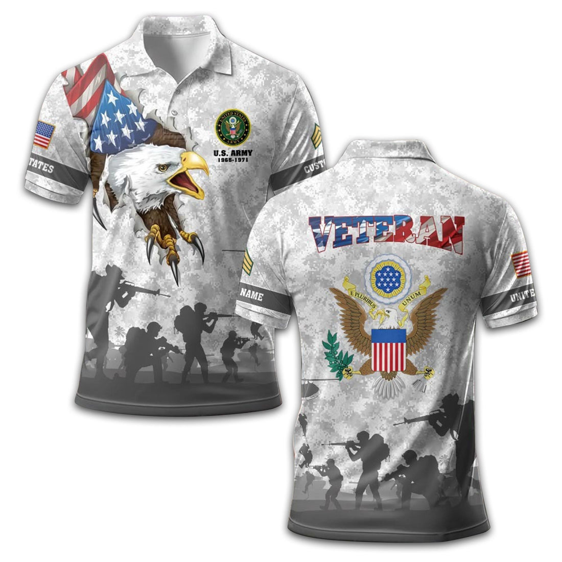 US Army Custom Polo Shirt VPVC211006, Gifts For Army Veteran, Best Gifts On Father's Day, Armed Forces Day, Independence Day, Veterans Day.