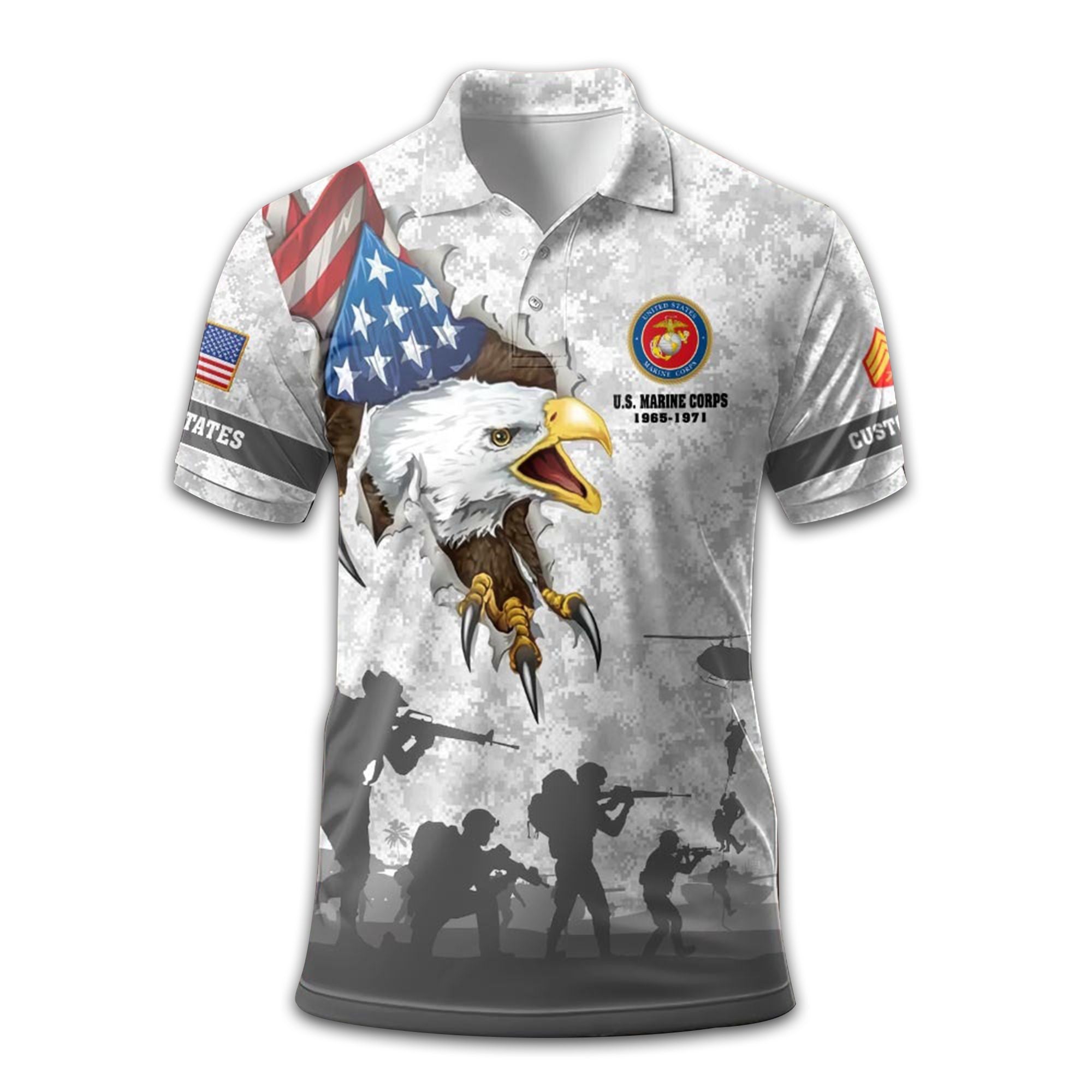 USMC Custom Polo Shirt VPVC211008, Gifts For Marine Veteran, Best Gifts On Father's Day, Armed Forces Day, Independence Day, Veterans Day.