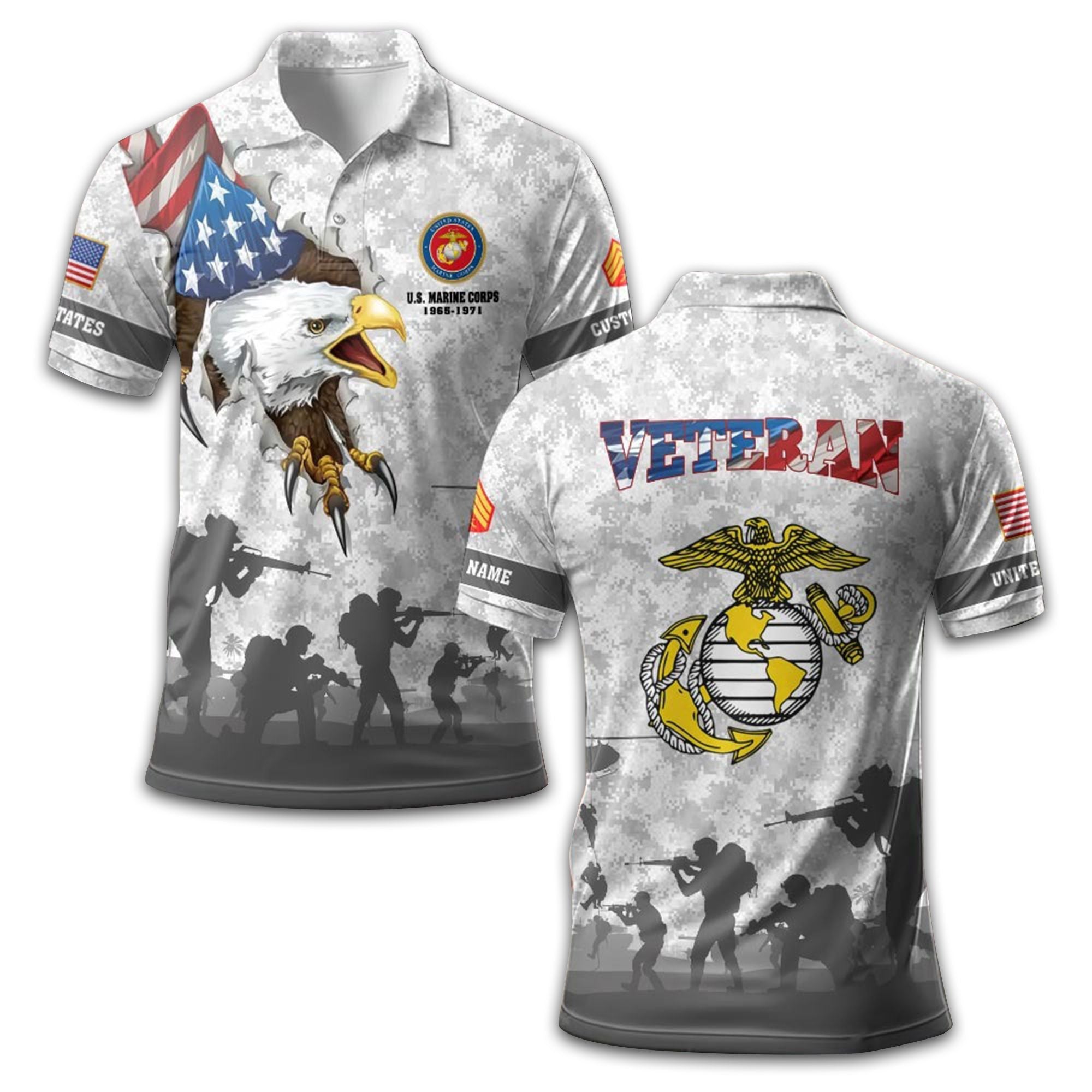 USMC Custom Polo Shirt VPVC211008, Gifts For Marine Veteran, Best Gifts On Father's Day, Armed Forces Day, Independence Day, Veterans Day.