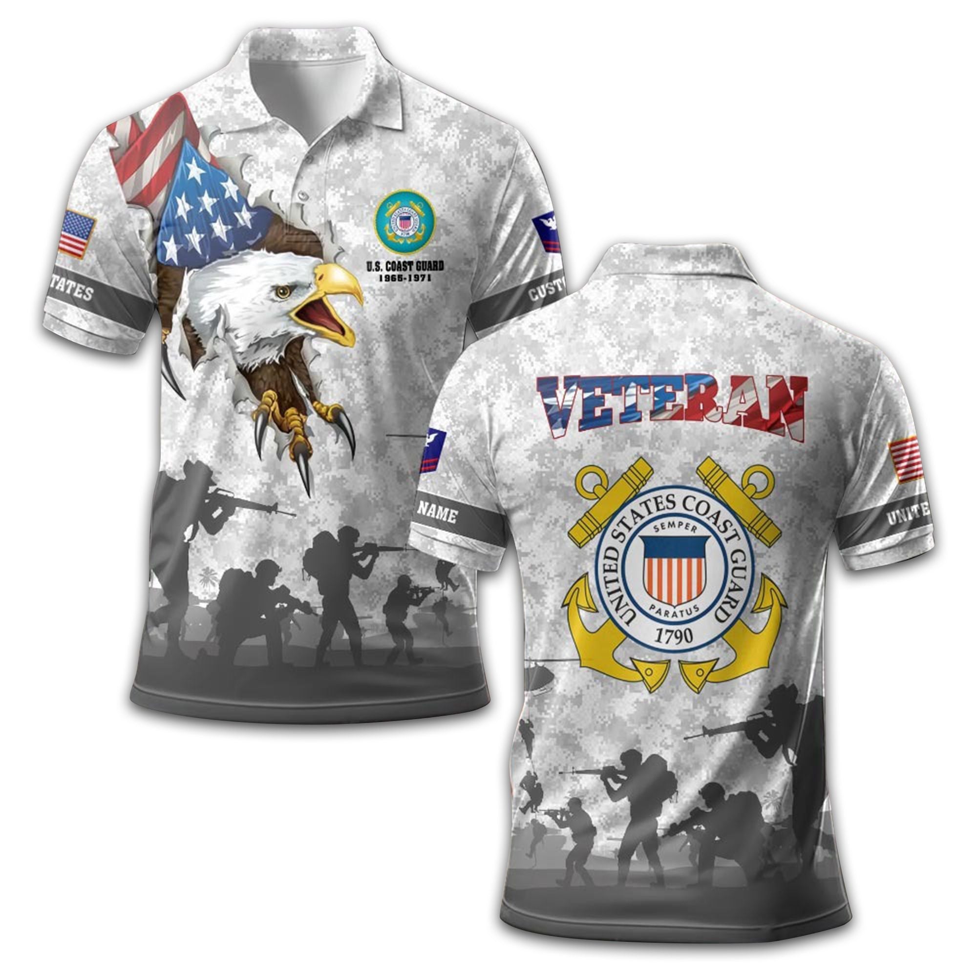 USCG Custom Polo Shirt VPVC211010, Gifts For Coast Guard Veteran, Best Gifts On Father's Day, Armed Forces Day, Independence Day, Veterans Day.