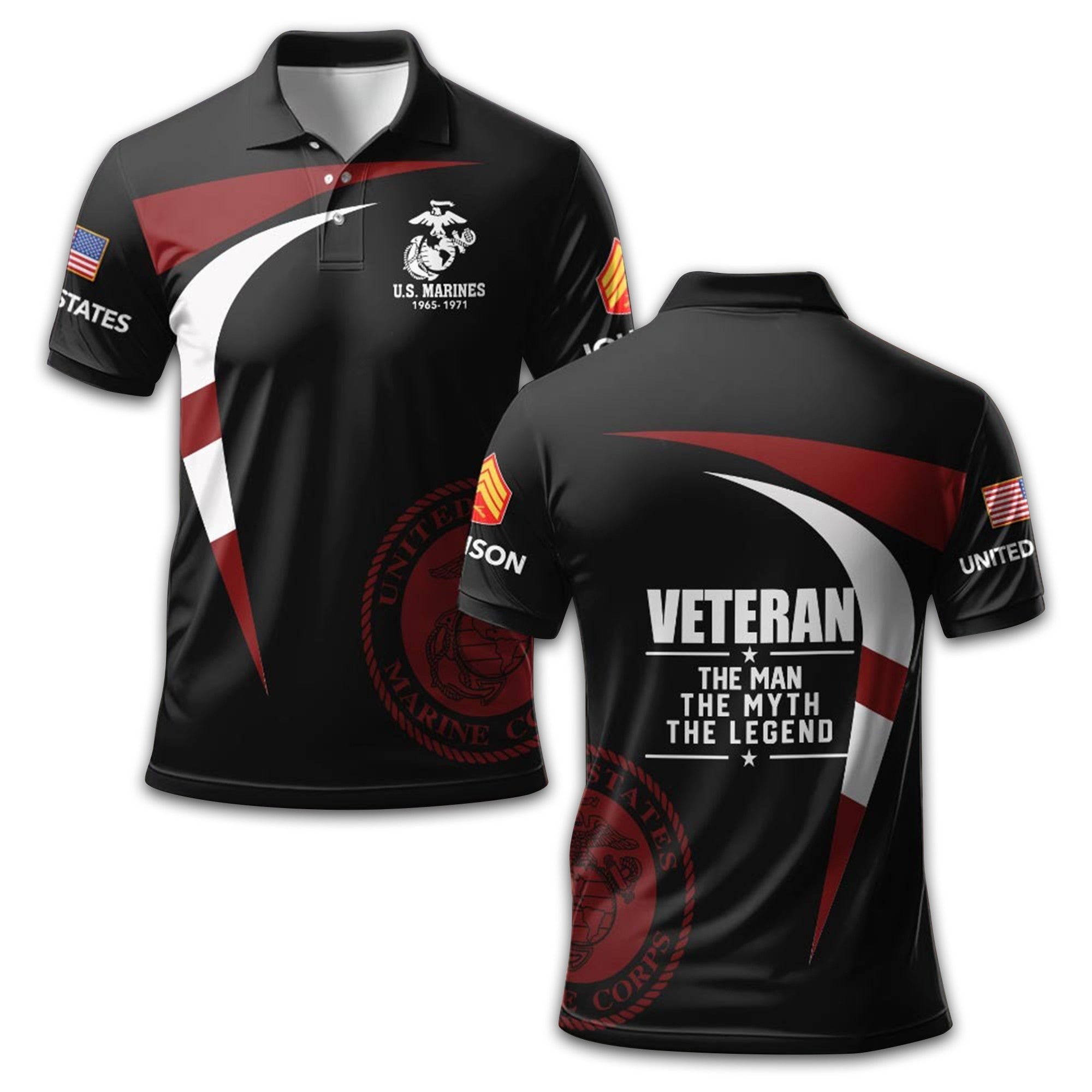 USMC Custom Polo Shirt VPVC211708, Gifts For Marine Veteran, Best Gifts On Father's Day, Armed Forces Day, Independence Day, Veterans Day.