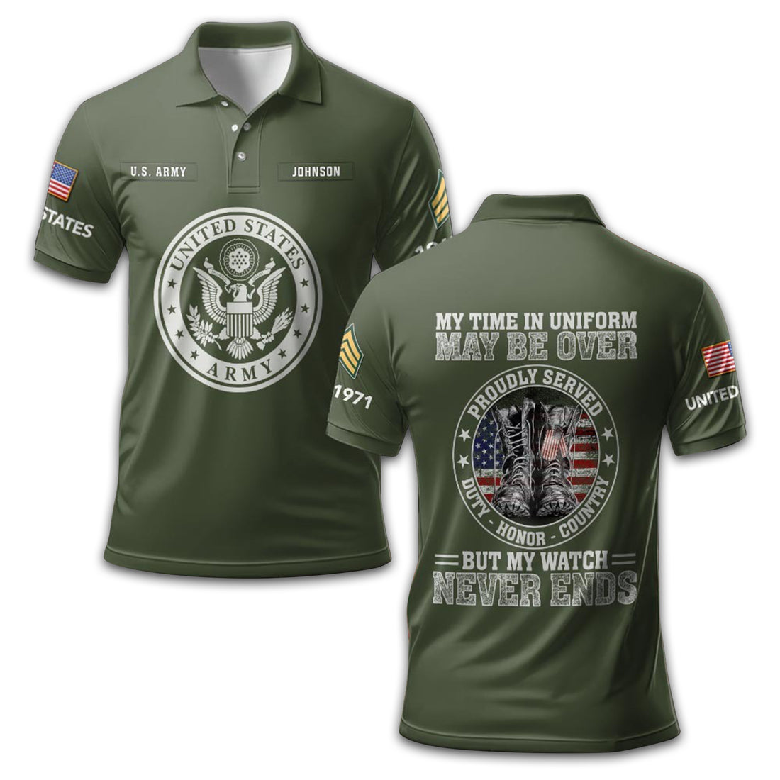 US Army Custom Polo Shirt VPVC211606, Gifts For Army Veteran, Best Gifts On Father's Day, Armed Forces Day, Independence Day, Veterans Day.