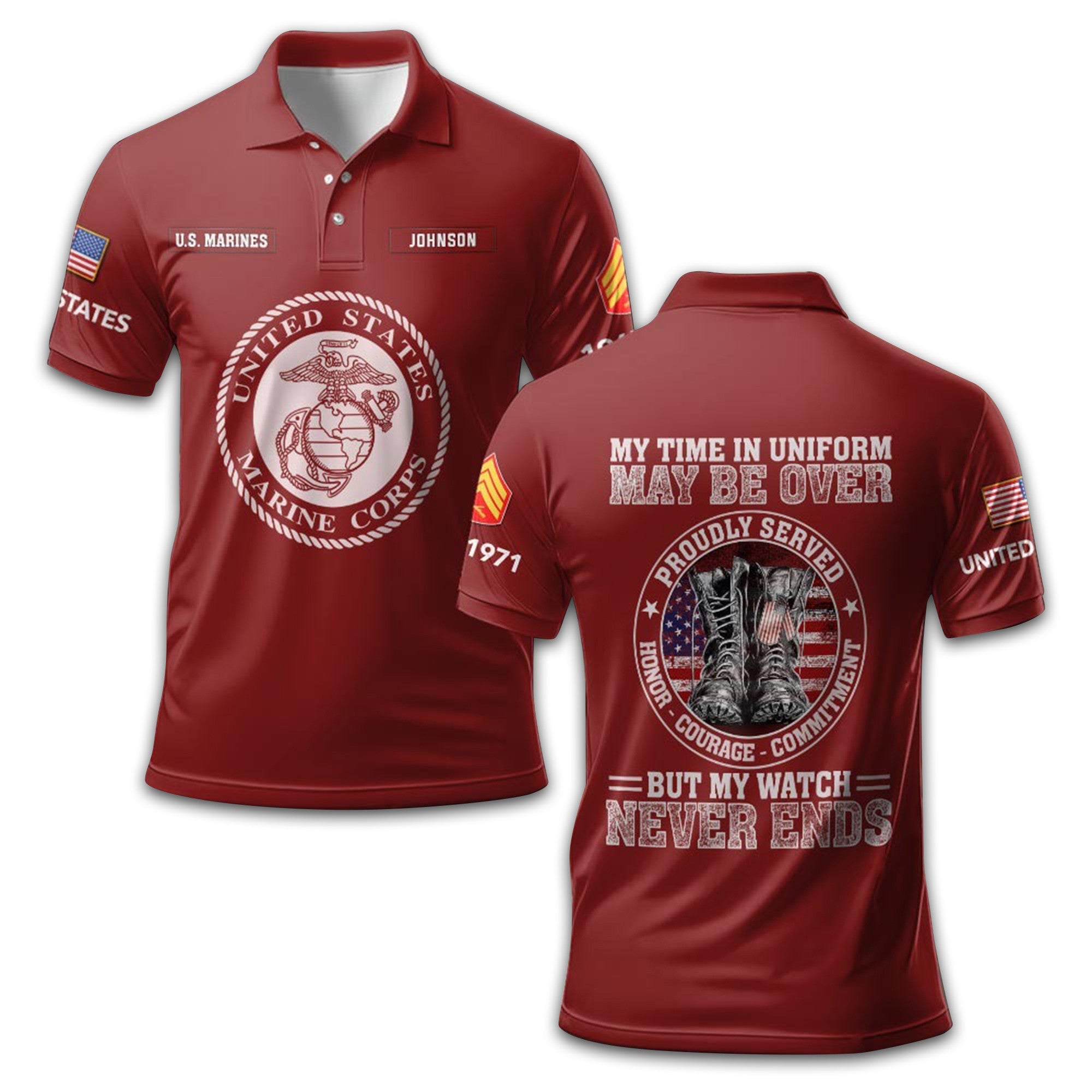 USMC Custom Polo Shirt VPVC211608, Gifts For Marine Veteran, Best Gifts On Father's Day, Armed Forces Day, Independence Day, Veterans Day.