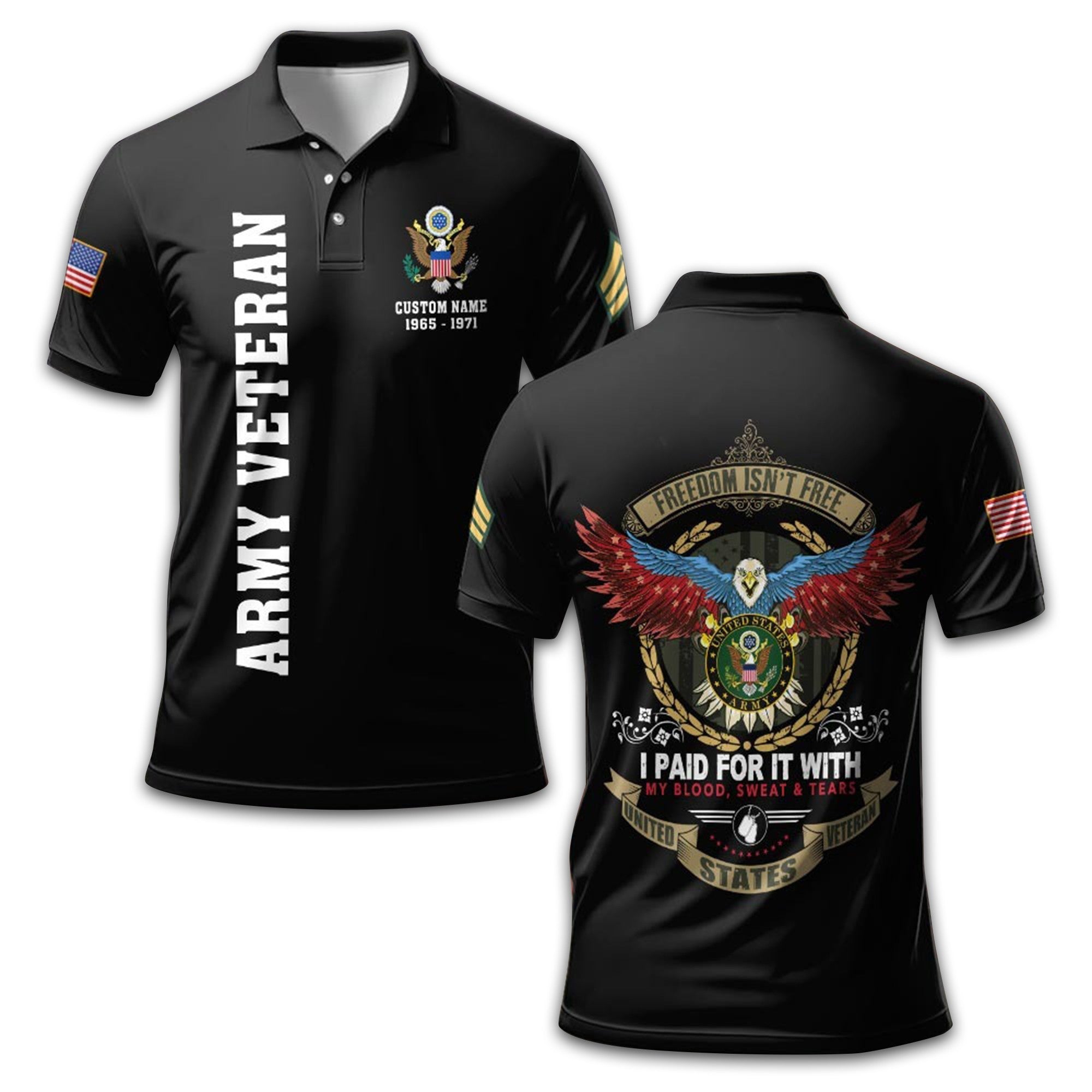 US Army Custom Polo Shirt VPVC211906, Gifts For Army Veteran, Best Gifts On Father's Day, Armed Forces Day, Independence Day, Veterans Day.