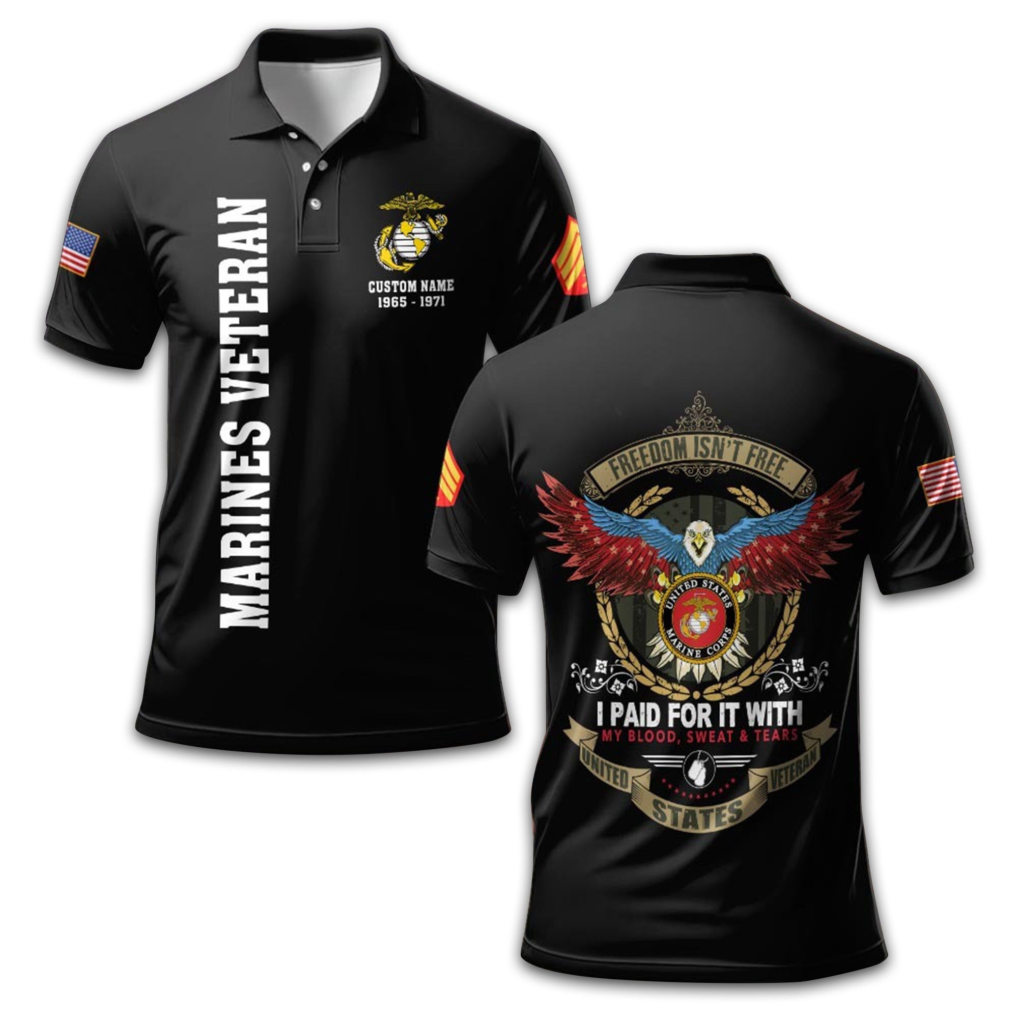 USMC Custom Polo Shirt VPVC211908, Gifts For Marine Veteran, Best Gifts On Father's Day, Armed Forces Day, Independence Day, Veterans Day.
