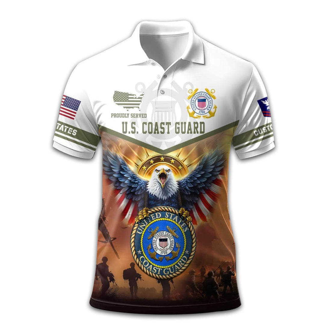 Unique Custom Name, Rank USCG Polo Shirt VPVC212310, Gifts For Coast Guard Veteran, Gifts For Dad, For Husband, Best Gifts On Father's Day, Independence Day, Veterans Day.