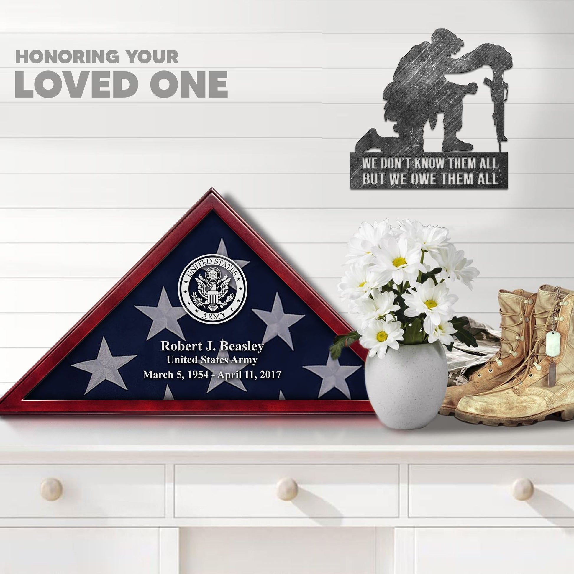 Premium Personalized Flag Case BPVC250201, Flag Box for American Veteran Flag 9.5 X 5 Feet, Flag Display Case for Burial, Flag Wall Mounted, Flag to Display Folded