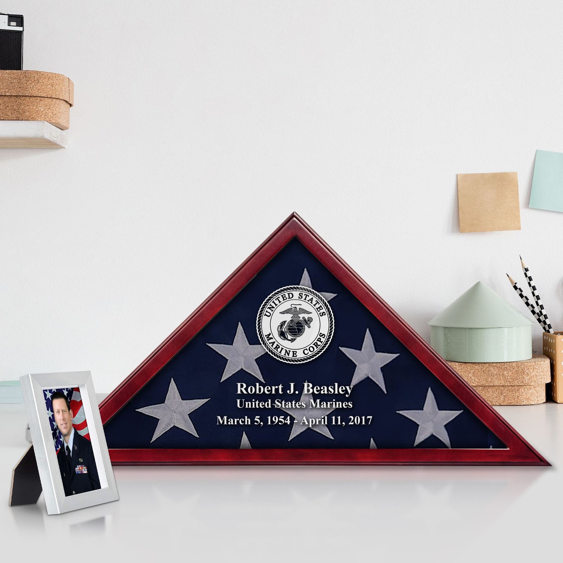 Premium Personalized Flag Case BPVC250201, Flag Box for American Veteran Flag 9.5 X 5 Feet, Flag Display Case for Burial, Flag Wall Mounted, Flag to Display Folded