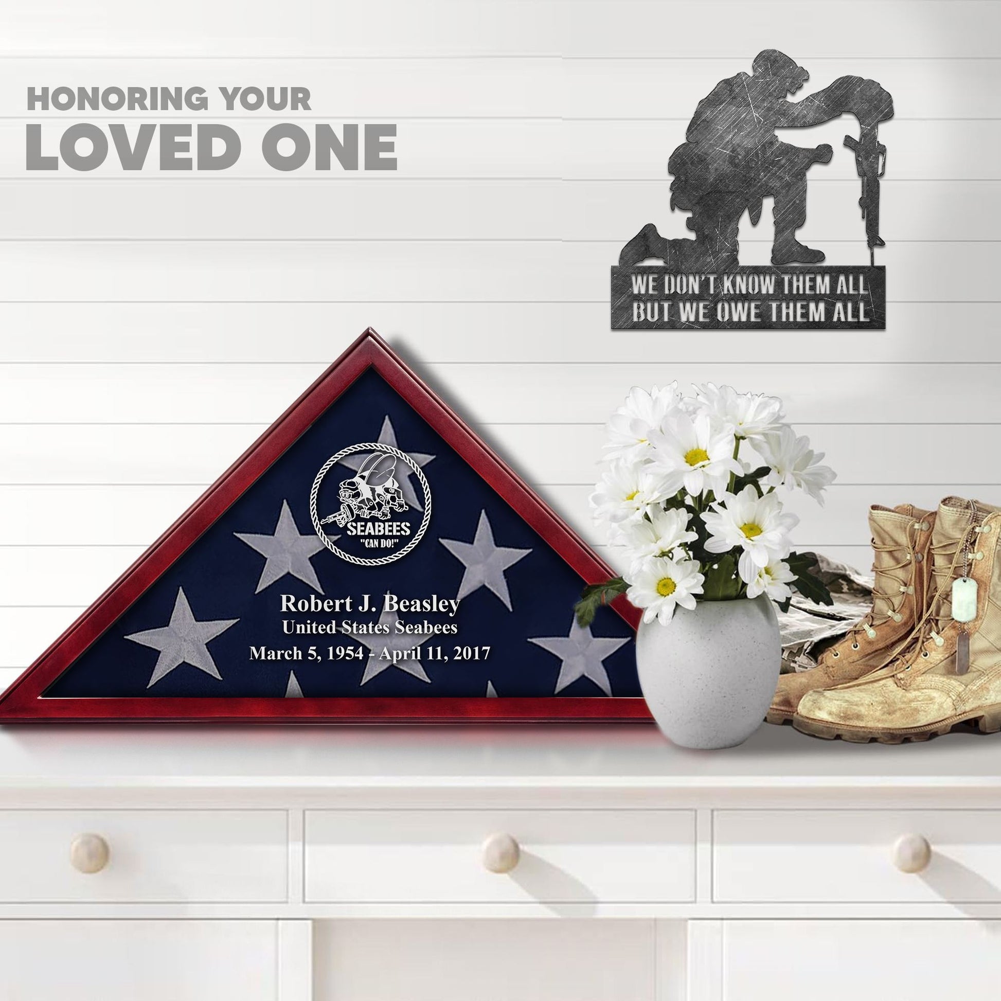 Premium Personalized Flag Case BPVC250201, Flag Box for American Veteran Flag 9.5 X 5 Feet, Flag Display Case for Burial, Flag Wall Mounted, Flag to Display Folded