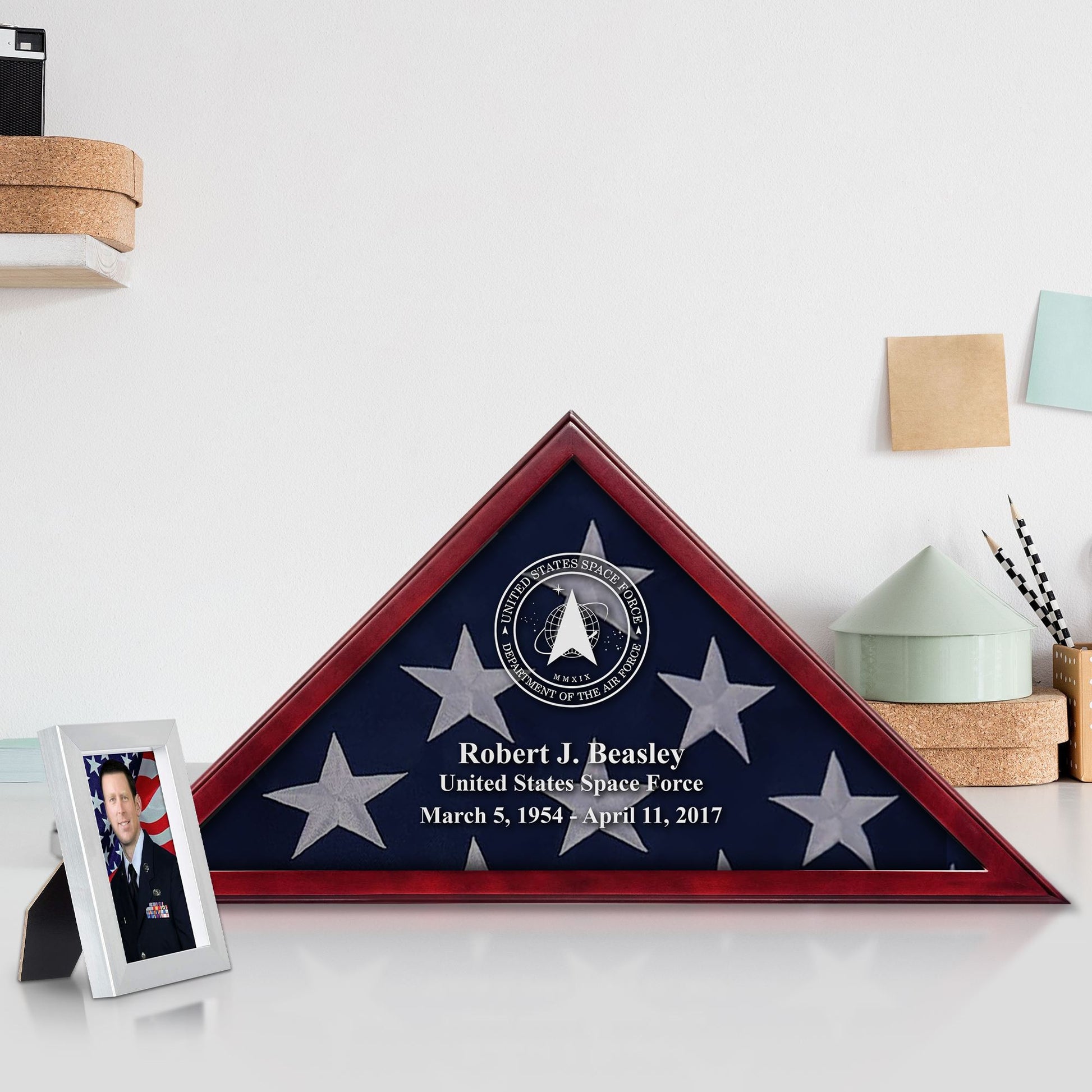 Premium Personalized Flag Case BPVC250201, Flag Box for American Veteran Flag 9.5 X 5 Feet, Flag Display Case for Burial, Flag Wall Mounted, Flag to Display Folded