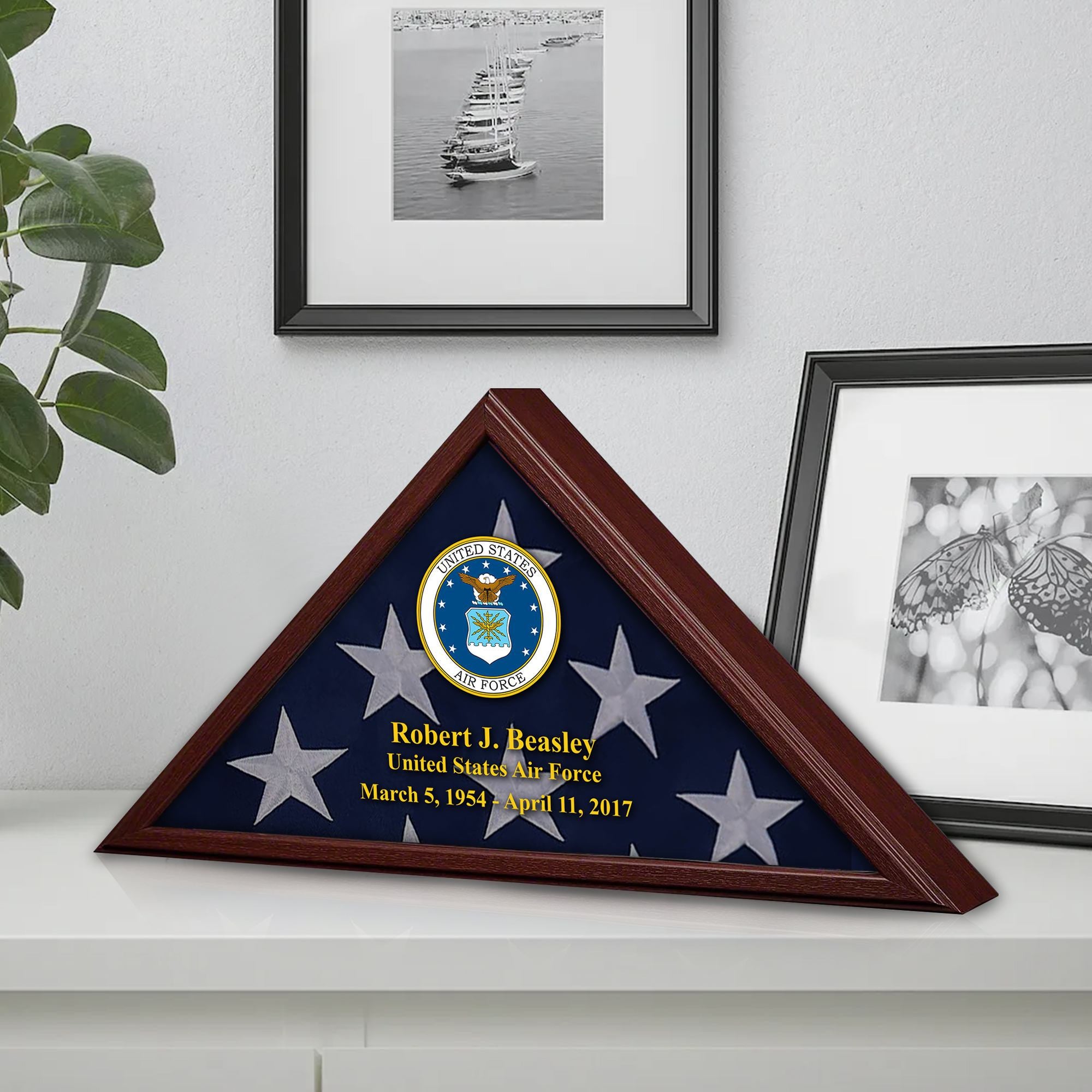 Premium Personalized Flag Case BPVC270202, Flag Box for American Veteran Flag 9.5 X 5 Feet, Flag Display Case for Burial, Flag Wall Mounted, Flag to Display Folded