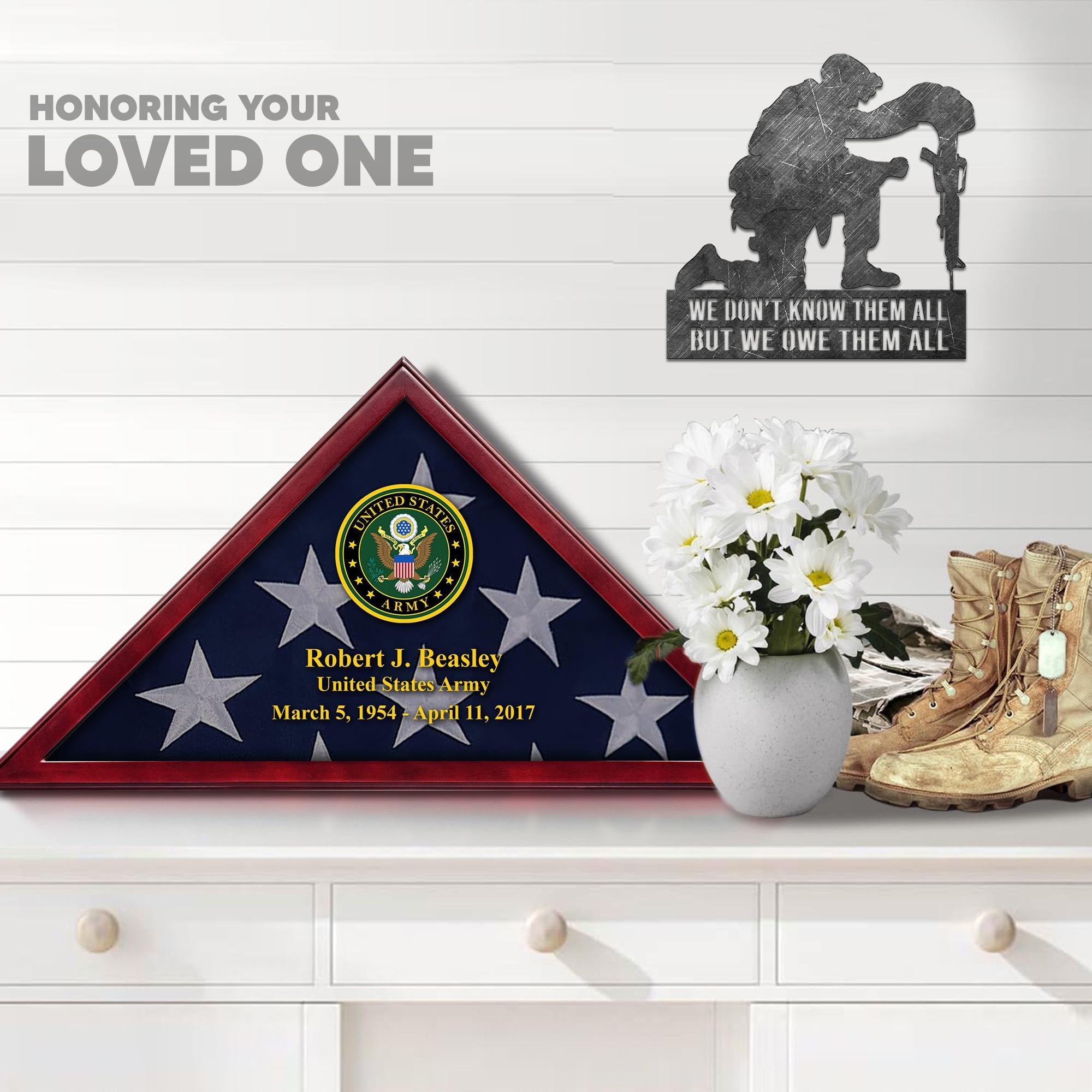 Premium Personalized Flag Case BPVC270202, Flag Box for American Veteran Flag 9.5 X 5 Feet, Flag Display Case for Burial, Flag Wall Mounted, Flag to Display Folded