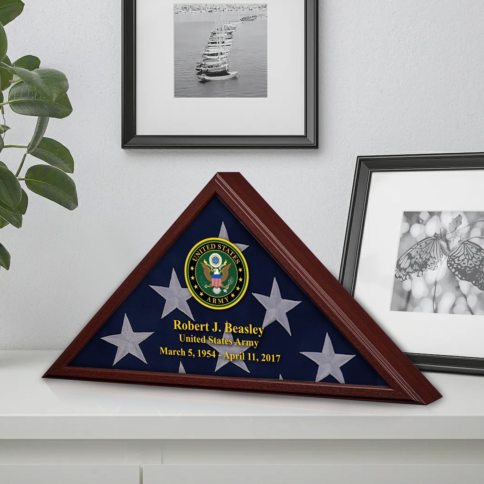 Premium Personalized Flag Case BPVC270202, Flag Box for American Veteran Flag 9.5 X 5 Feet, Flag Display Case for Burial, Flag Wall Mounted, Flag to Display Folded