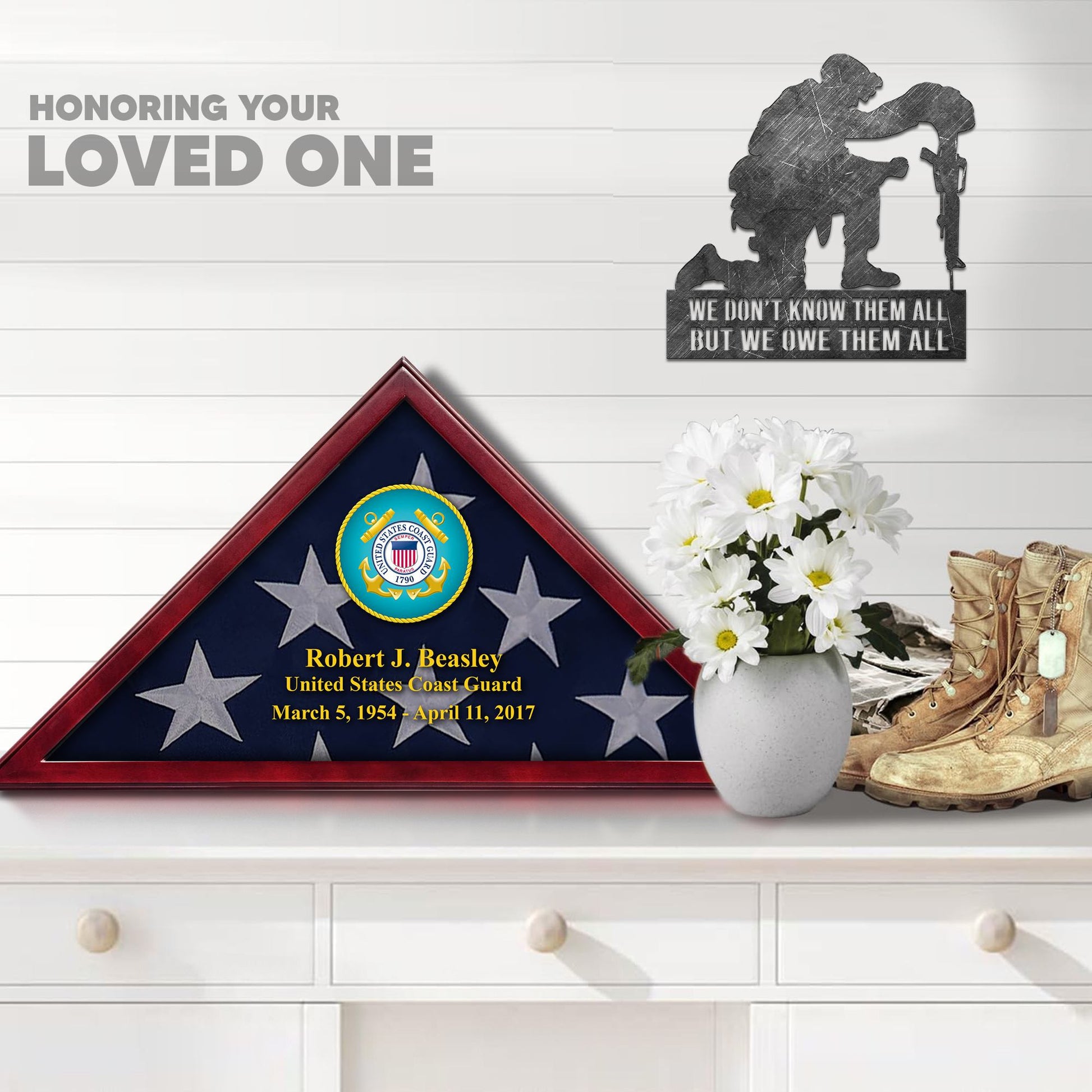 Premium Personalized Flag Case BPVC270202, Flag Box for American Veteran Flag 9.5 X 5 Feet, Flag Display Case for Burial, Flag Wall Mounted, Flag to Display Folded