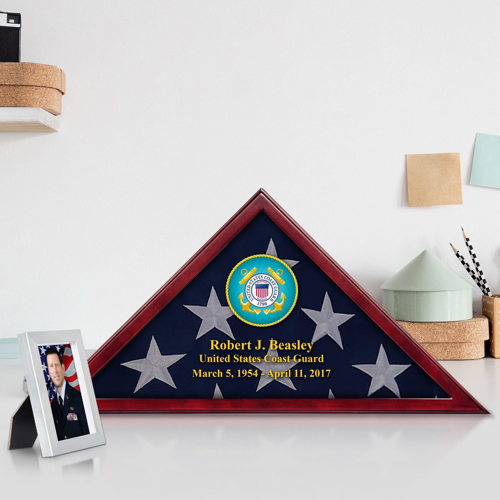 Premium Personalized Flag Case BPVC270202, Flag Box for American Veteran Flag 9.5 X 5 Feet, Flag Display Case for Burial, Flag Wall Mounted, Flag to Display Folded