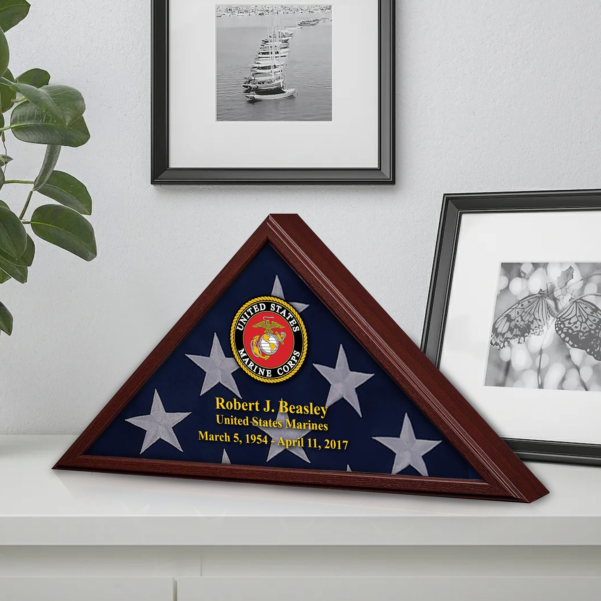 Premium Personalized Flag Case BPVC270202, Flag Box for American Veteran Flag 9.5 X 5 Feet, Flag Display Case for Burial, Flag Wall Mounted, Flag to Display Folded