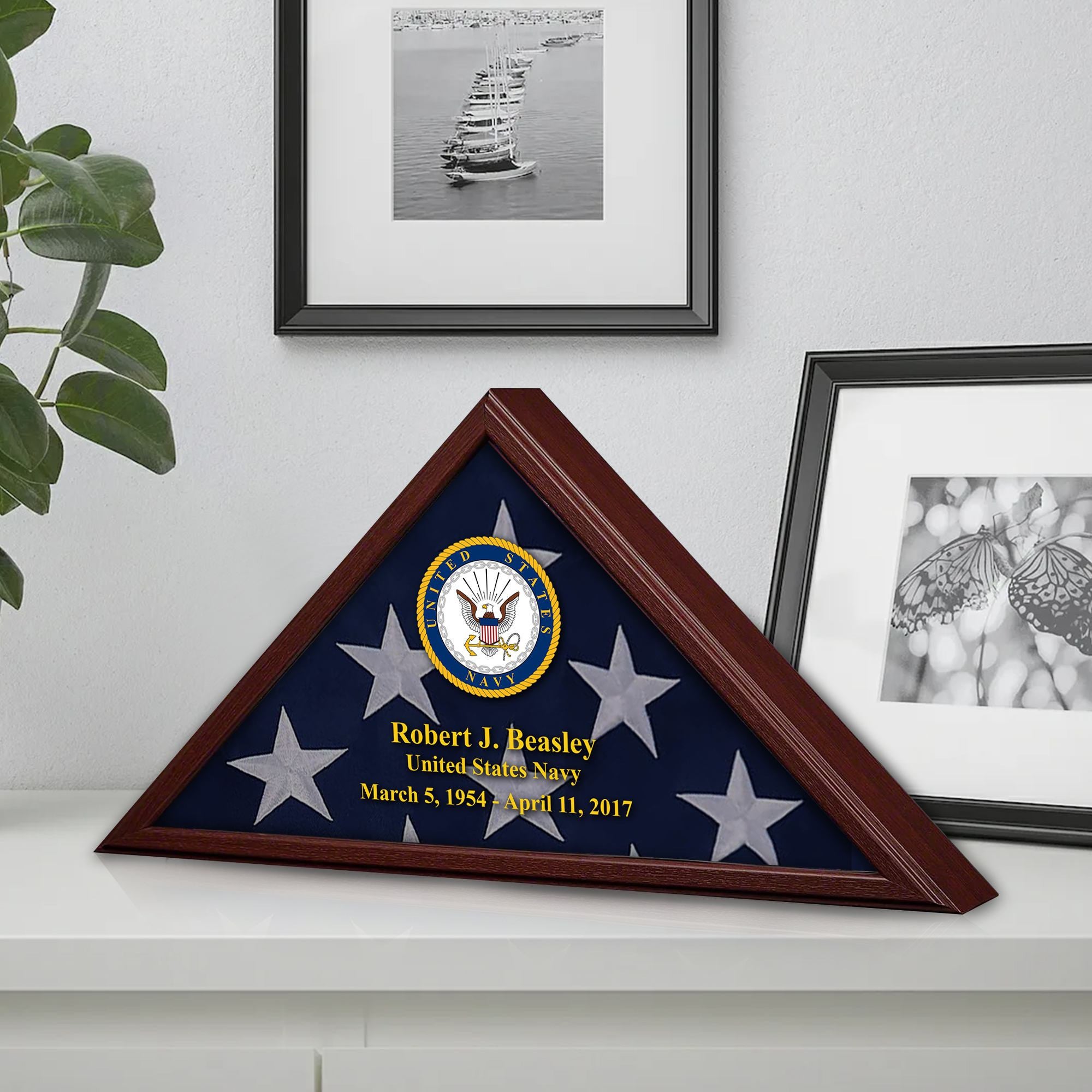 Premium Personalized Flag Case BPVC270202, Flag Box for American Veteran Flag 9.5 X 5 Feet, Flag Display Case for Burial, Flag Wall Mounted, Flag to Display Folded