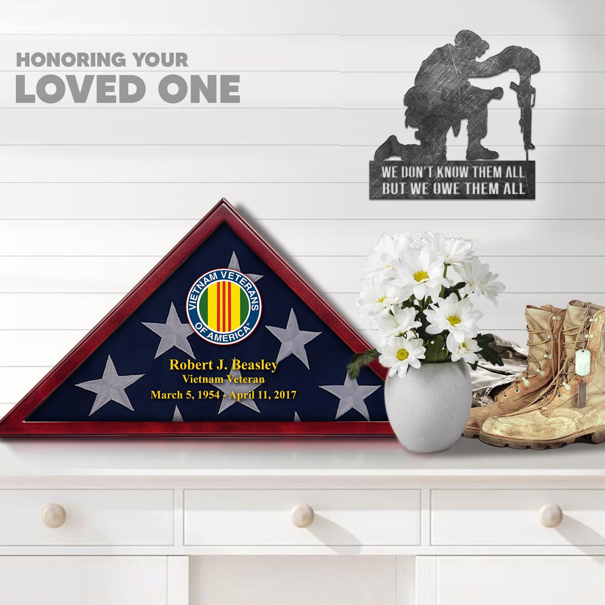 Premium Personalized Flag Case BPVC270202, Flag Box for American Veteran Flag 9.5 X 5 Feet, Flag Display Case for Burial, Flag Wall Mounted, Flag to Display Folded