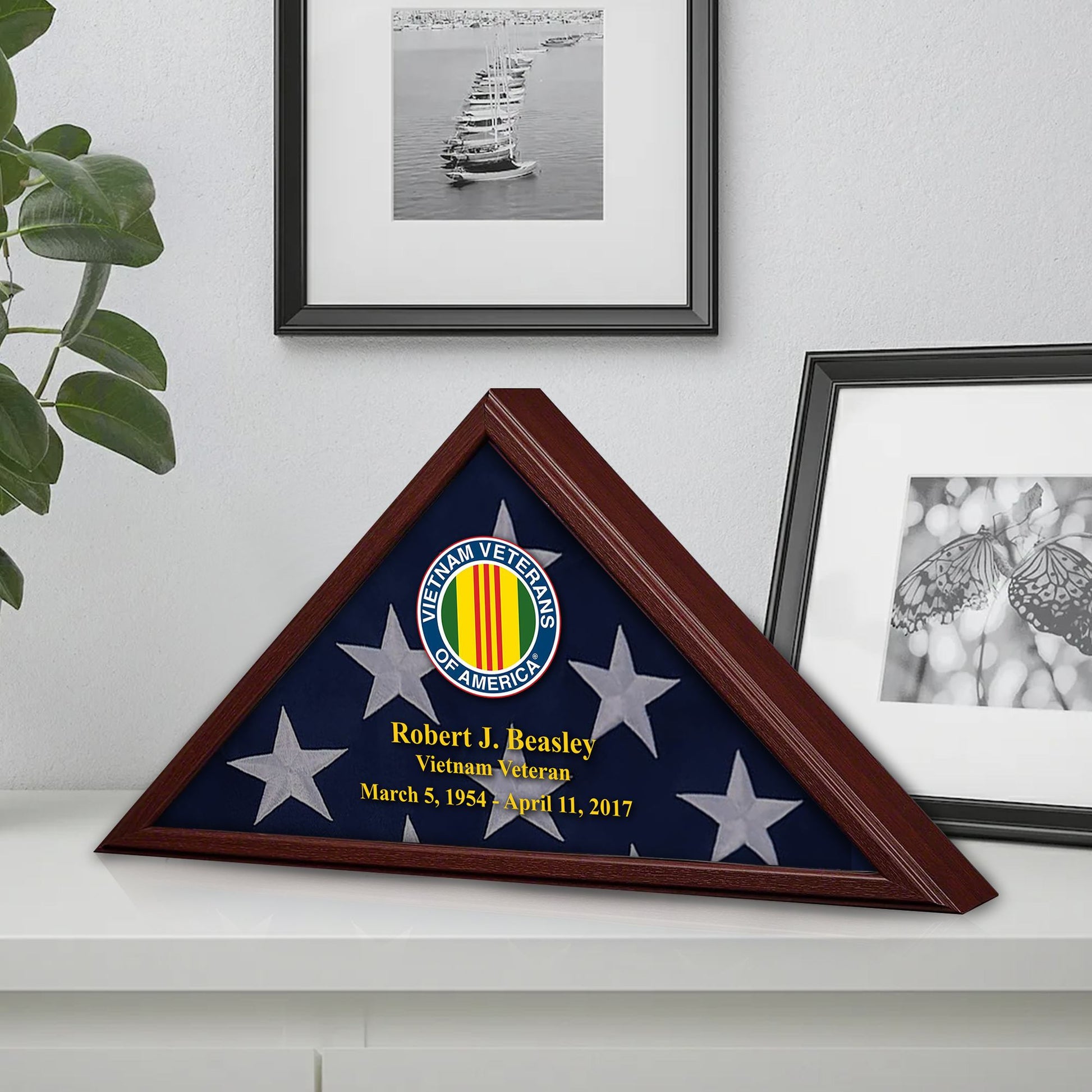 Premium Personalized Flag Case BPVC270202, Flag Box for American Veteran Flag 9.5 X 5 Feet, Flag Display Case for Burial, Flag Wall Mounted, Flag to Display Folded