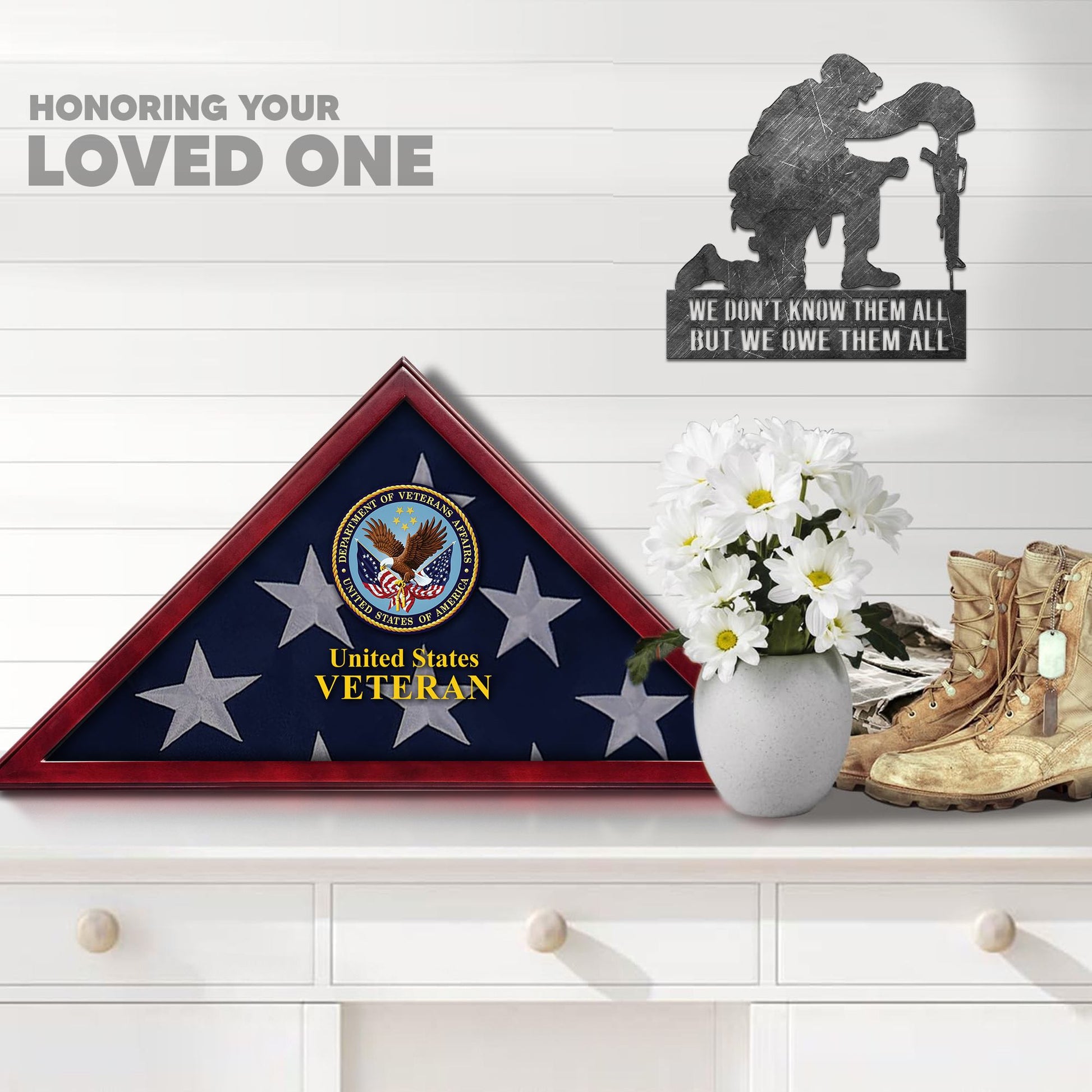 Premium Flag Case BPVC270203, Flag Box for American Veteran Flag 9.5 X 5 Feet, Flag Display Case for Burial, Flag Wall Mounted, Flag to Display Folded