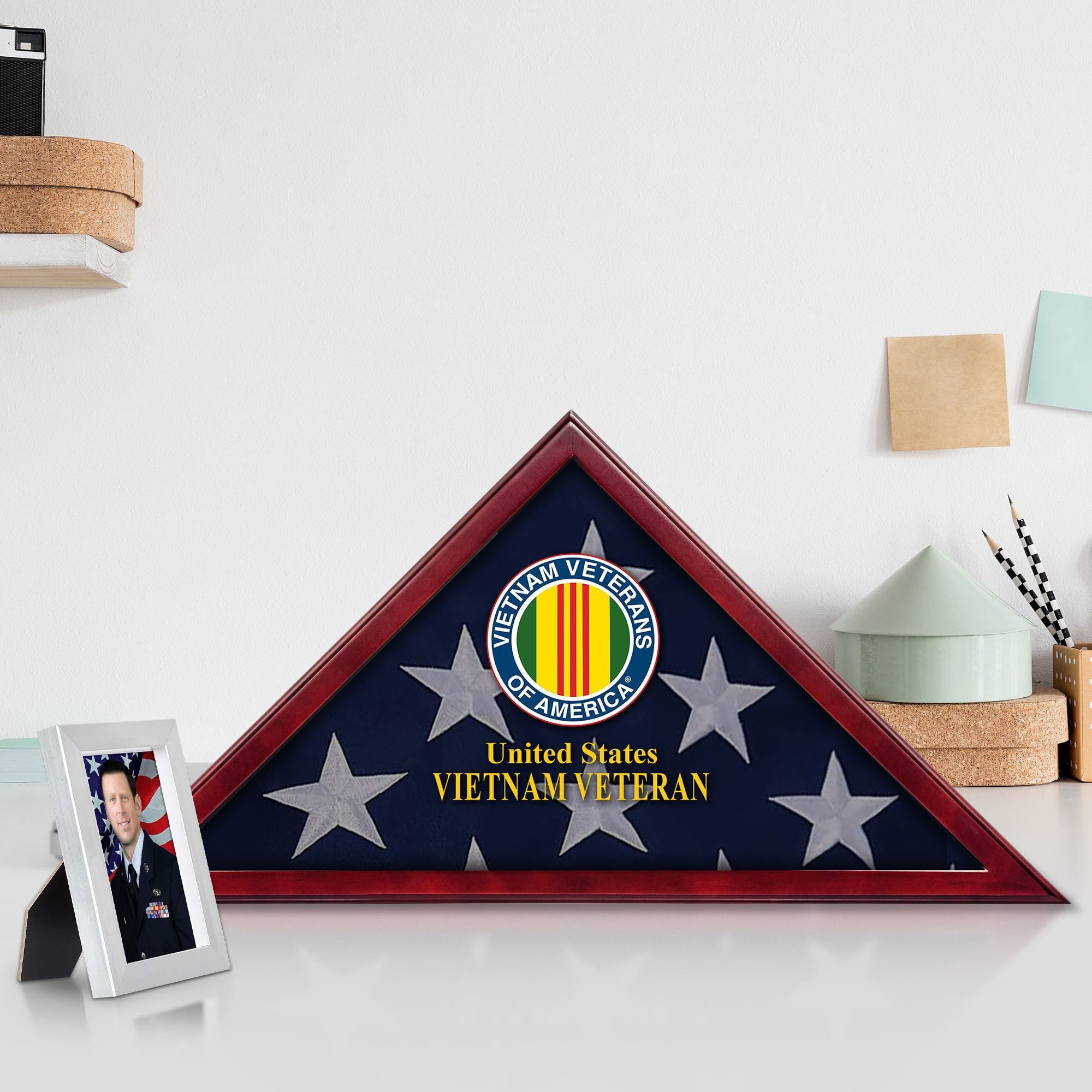 Premium Flag Case BPVC270203, Flag Box for American Veteran Flag 9.5 X 5 Feet, Flag Display Case for Burial, Flag Wall Mounted, Flag to Display Folded