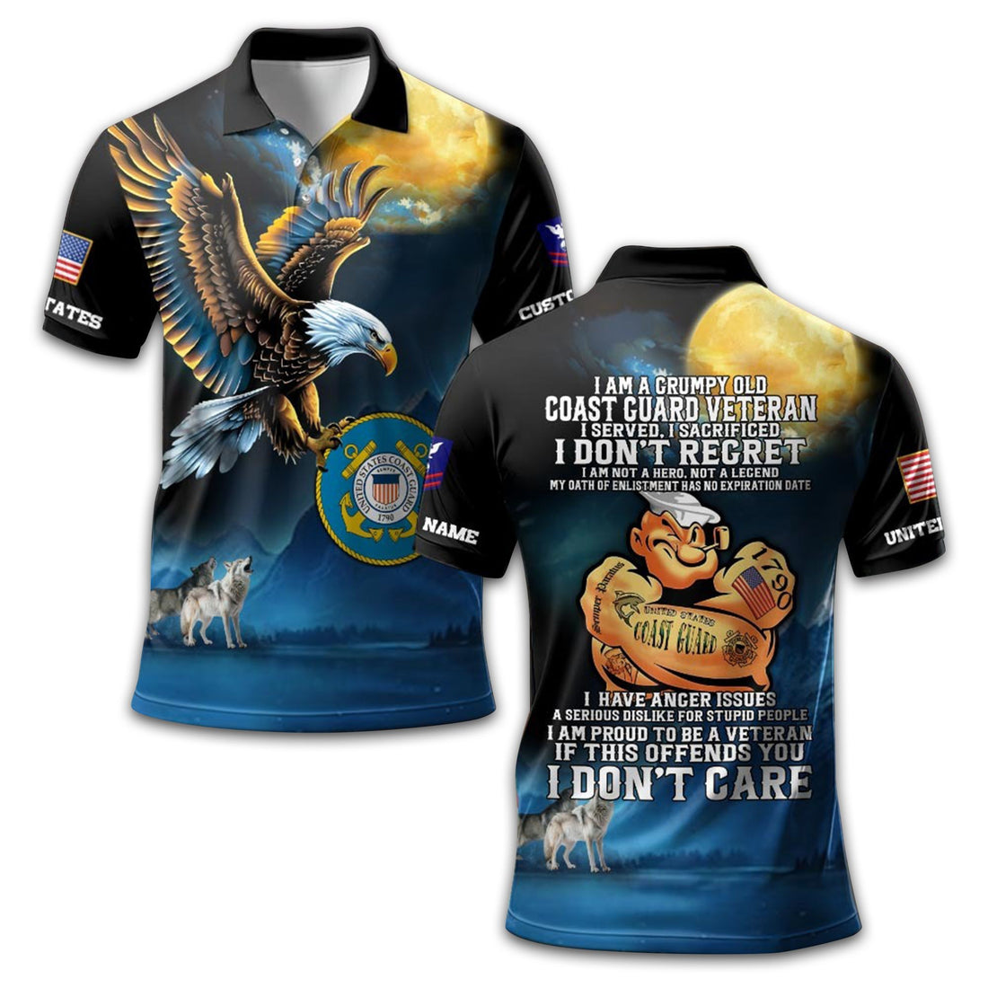 Unique Custom Name, Rank USCG Polo Shirt VPVC212605, Gifts For Coast Guard Veteran, Gifts For Dad, For Husband, Best Gifts On Father's Day, Independence Day, Veterans Day.