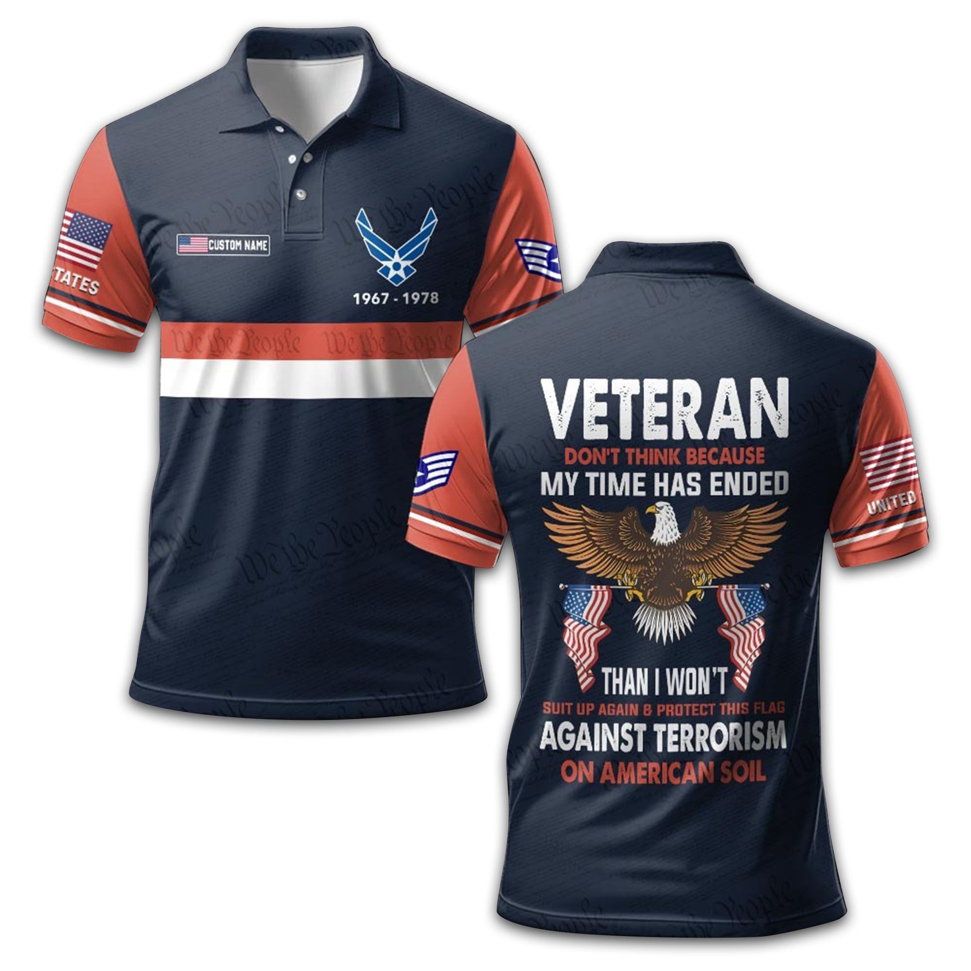 USAF Custom Polo Shirt VPVC212904, Gifts For Air Force Veteran, Best Gifts On Father's Day, Armed Forces Day, Independence Day, Veterans Day.