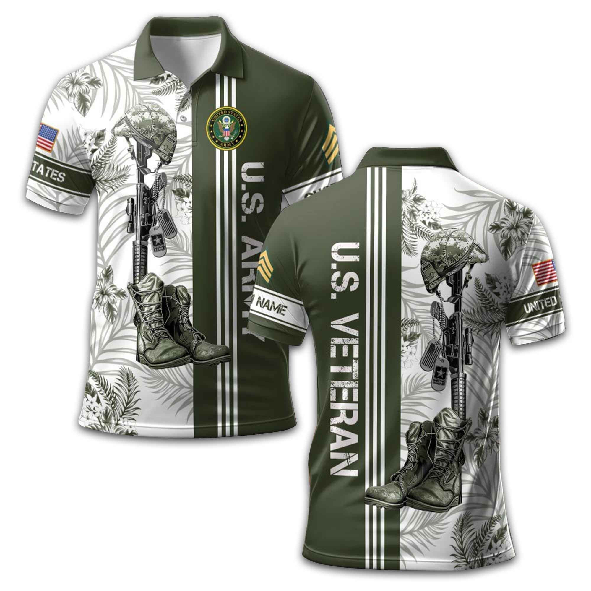 US Army Custom Polo Shirt VPVC213106, Gifts For Army Veteran, Best Gifts On Father's Day, Armed Forces Day, Independence Day, Veterans Day.