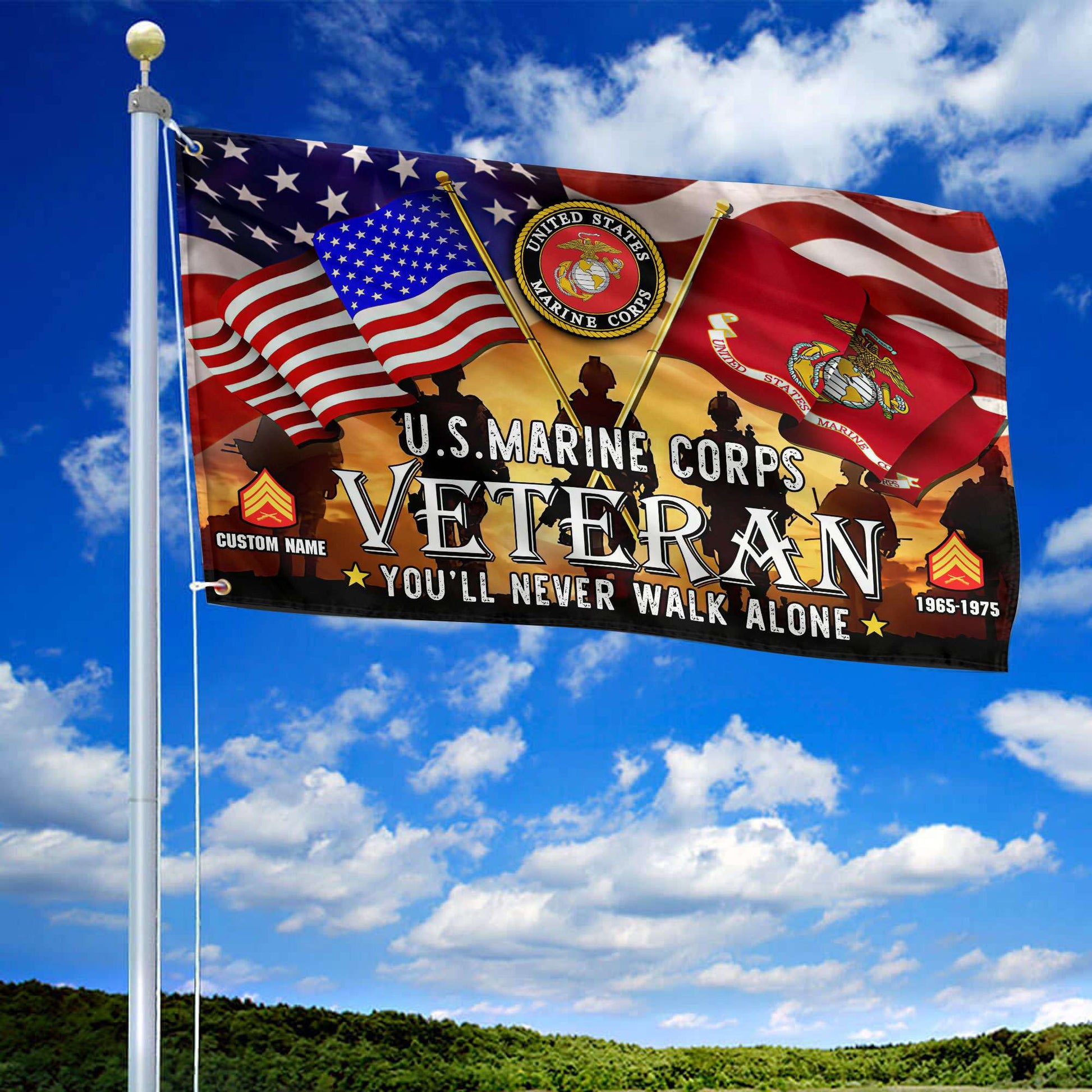 Premium Custom USMC Grommet Flag, Gift For Marine Veteran VPVC106603, Gifts For Dad, For Husband, Best Gifts On Father's Day, Independence Day, Veterans Day.