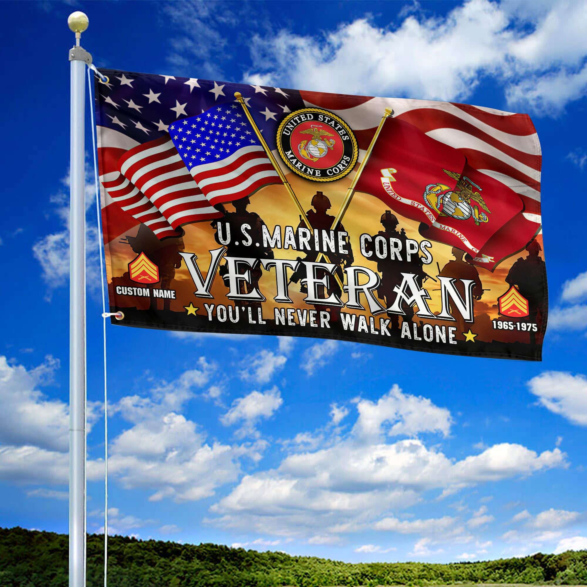 Premium Custom USMC Grommet Flag, Gift For Marine Veteran VPVC106603, Gifts For Dad, For Husband, Best Gifts On Father's Day, Independence Day, Veterans Day.