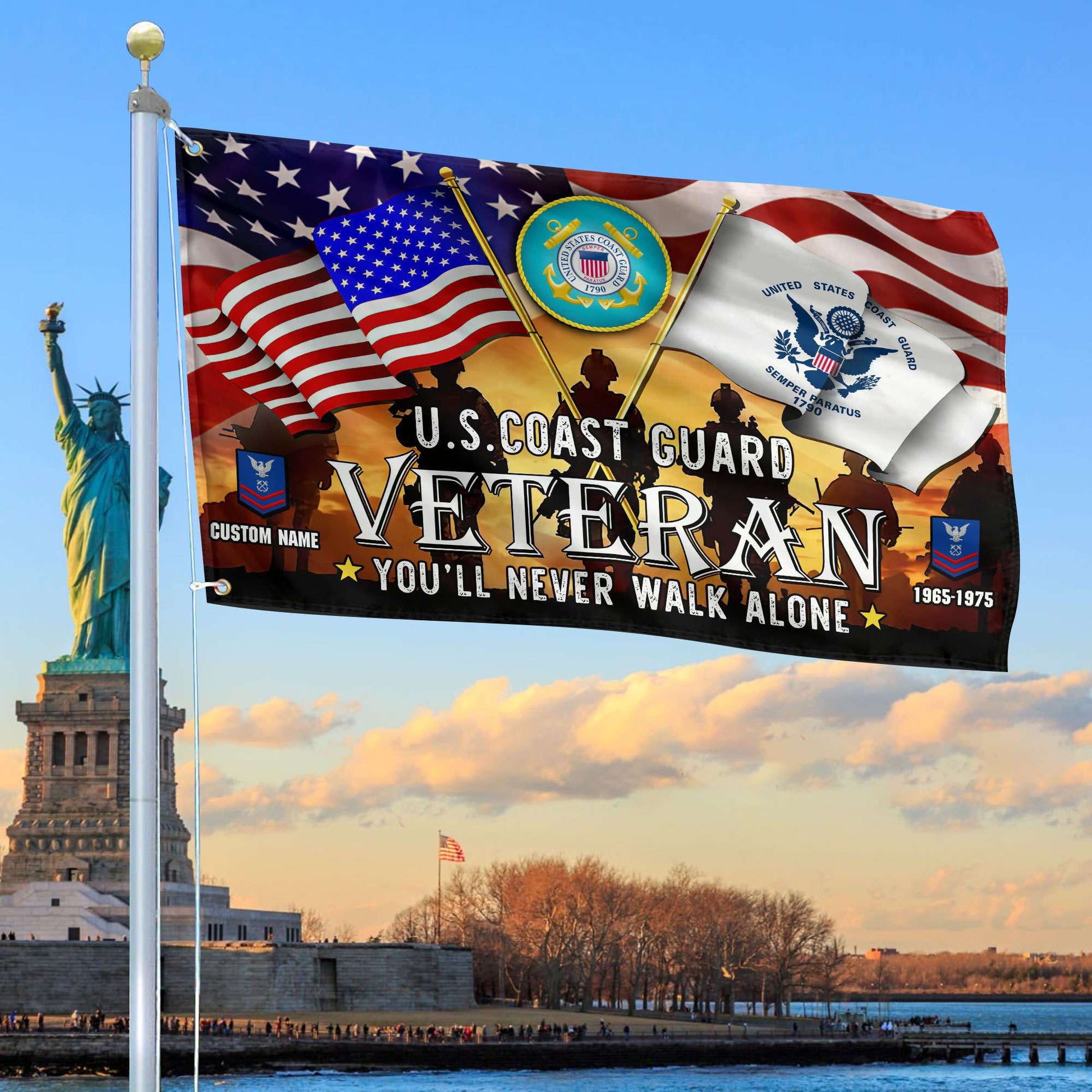 Premium Custom USCG Grommet Flag, Gift For Coast Guard Veteran VPVC106605, Gifts For Dad, For Husband, Best Gifts On Father's Day, Independence Day, Veterans Day.