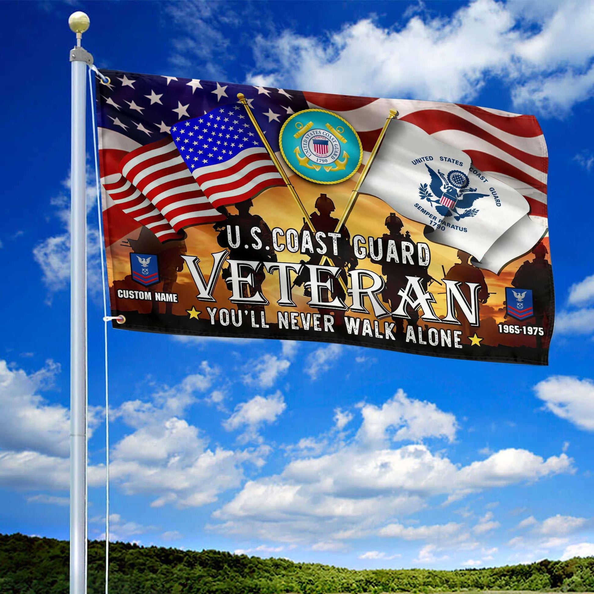 Premium Custom USCG Grommet Flag, Gift For Coast Guard Veteran VPVC106605, Gifts For Dad, For Husband, Best Gifts On Father's Day, Independence Day, Veterans Day.