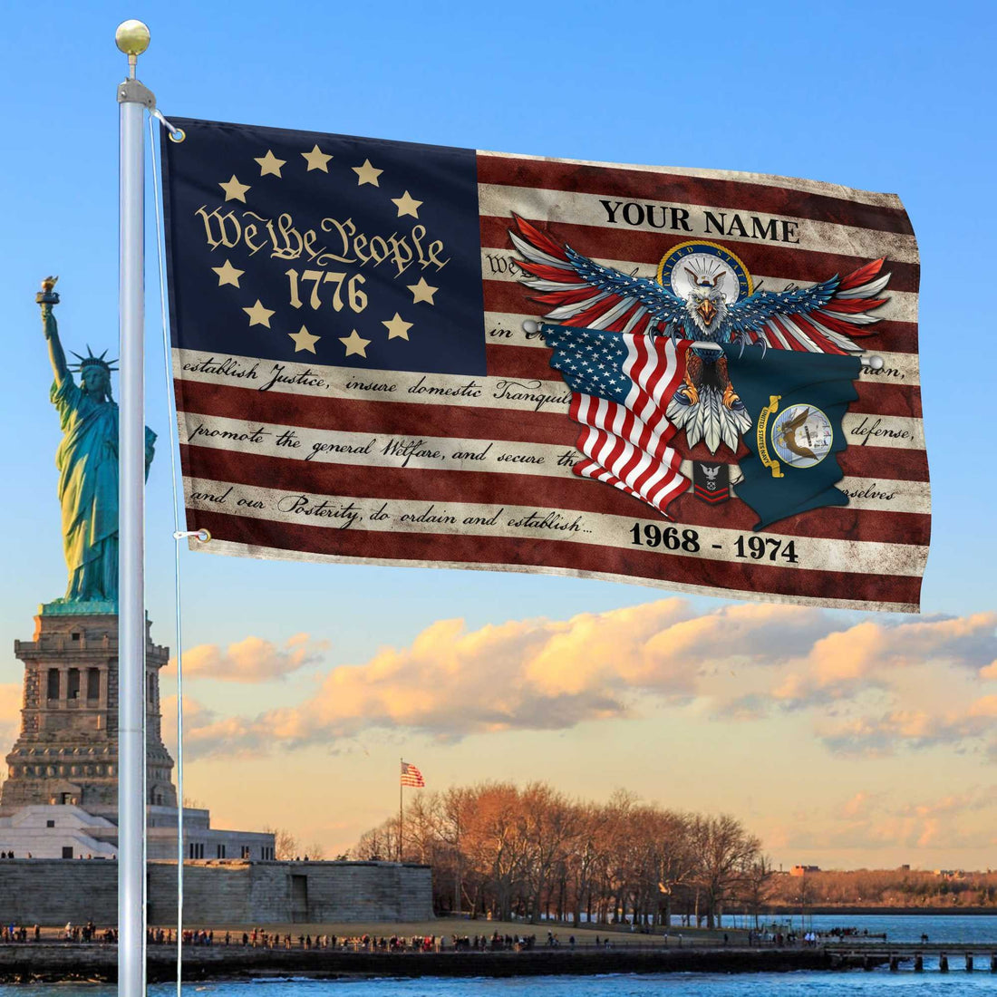 Premium Custom US Navy Grommet Flag VPVC105202, Gift For Navy Veteran, Best Gifts On Father's Day, Memorial Day, Independence Day, Veterans Day.