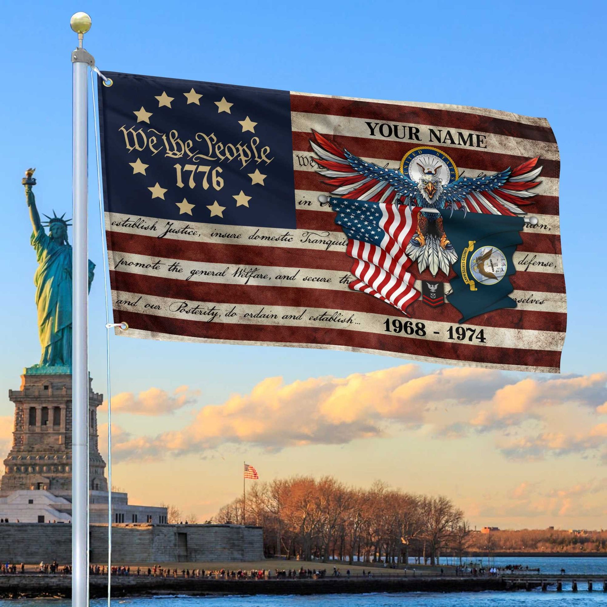 Premium Custom US Navy Grommet Flag VPVC105202, Gift For Navy Veteran, Best Gifts On Father's Day, Memorial Day, Independence Day, Veterans Day.