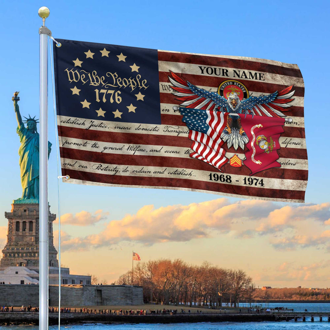 Premium Custom USMC Grommet Flag VPVC105203, Gift For Marine Veteran, Best Gifts On Father's Day, Memorial Day, Independence Day, Veterans Day.