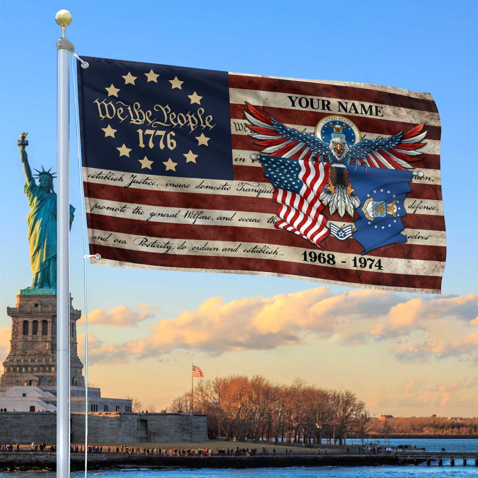 Premium Custom USAF Grommet Flag VPVC105204, Gift For Air Force Veteran, Best Gifts On Father's Day, Memorial Day, Independence Day, Veterans Day.