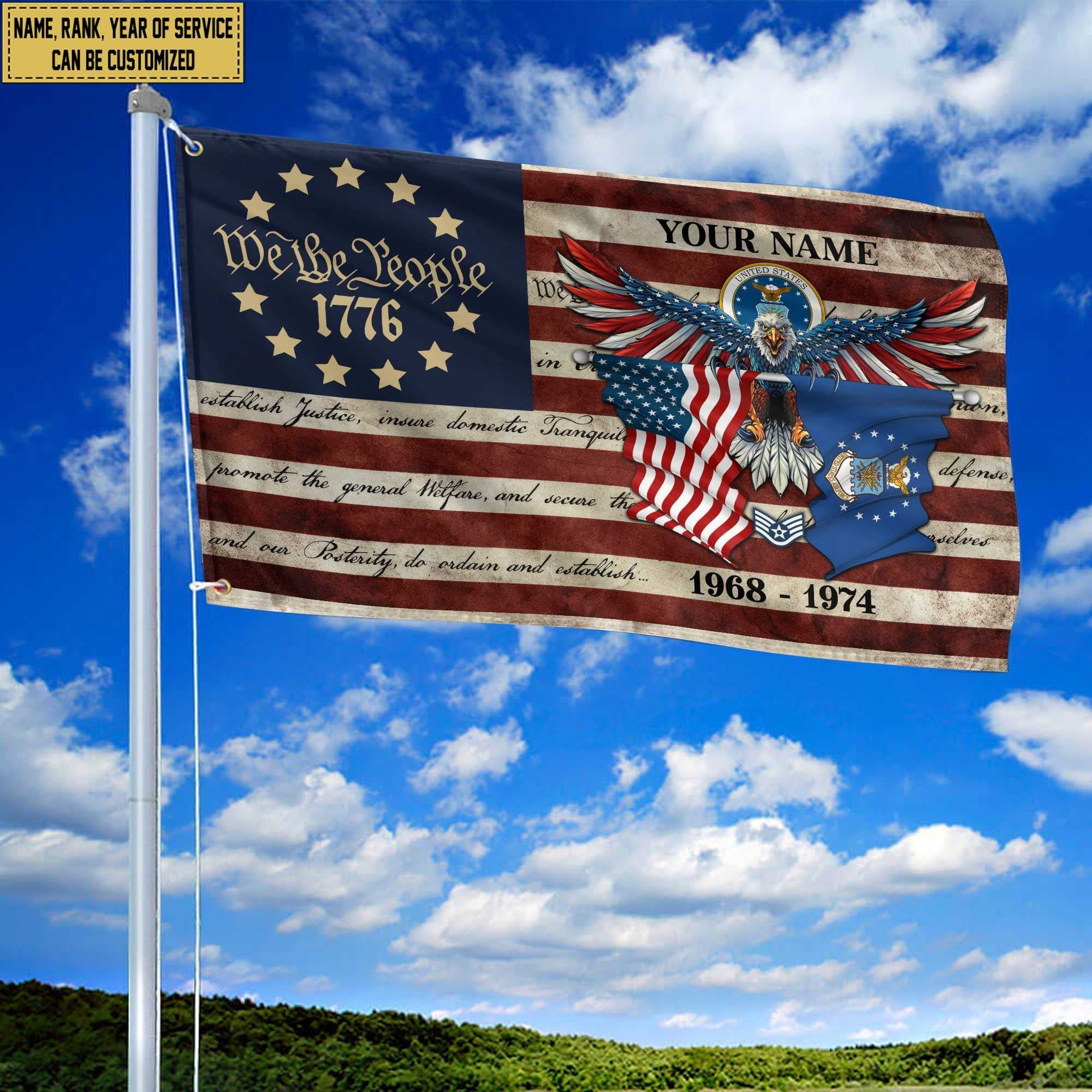 Premium Custom USAF Grommet Flag VPVC105204, Gift For Air Force Veteran, Best Gifts On Father's Day, Memorial Day, Independence Day, Veterans Day.